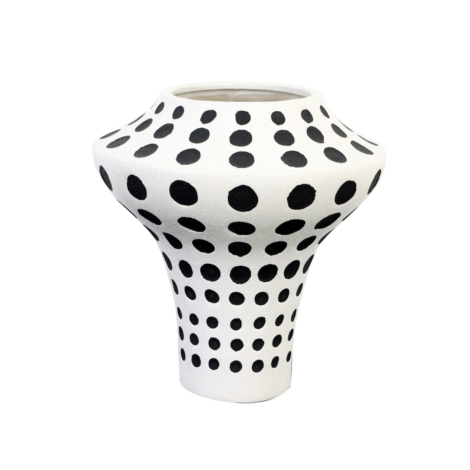 Jarrón decorativo mediano blanco con lunares negros - Vilá Decoración - Muebles y decoración en Medellín y Colombia
