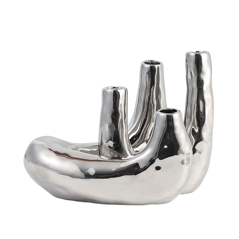 Candelabro moderno plateado para interiores - Vilá Decoración - Muebles y decoración en Medellín y Colombia