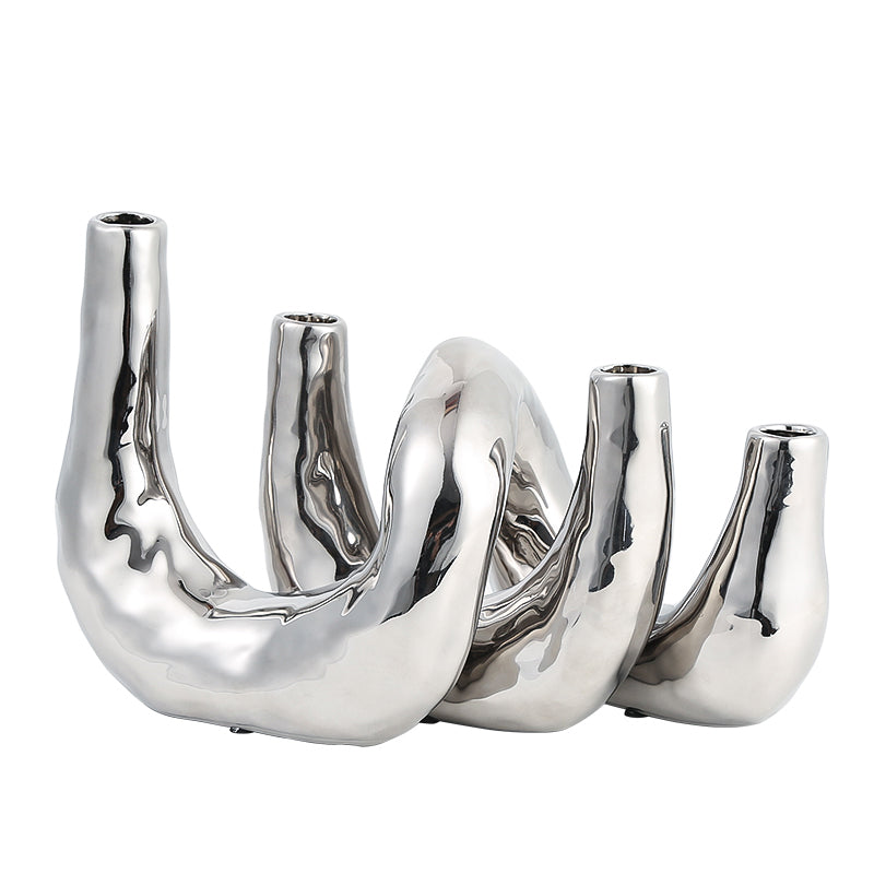 Candelabro moderno plateado para interior - Vilá Decoración - Muebles y decoración en Medellín y Colombia