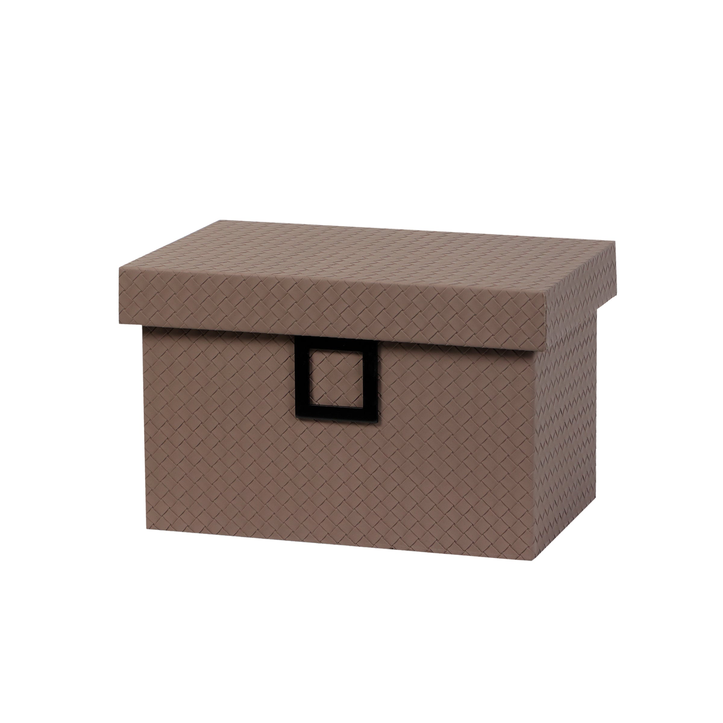 Cofre tejido pequeño marrón con cierre metálico - Vilá Decoración - Muebles y decoración en Medellín y Colombia