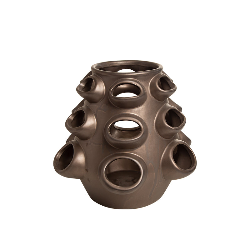 Jarrón decorativo escultórico marrón de mesa - Vilá Decoración - Muebles y decoración en Medellín y Colombia