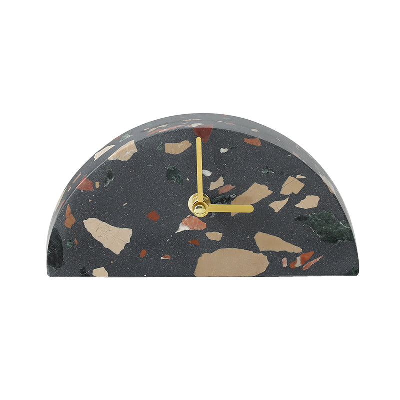 Reloj de mesa semicircular en piedra negra pulida - Vilá Decoración - Muebles y decoración en Medellín y Colombia