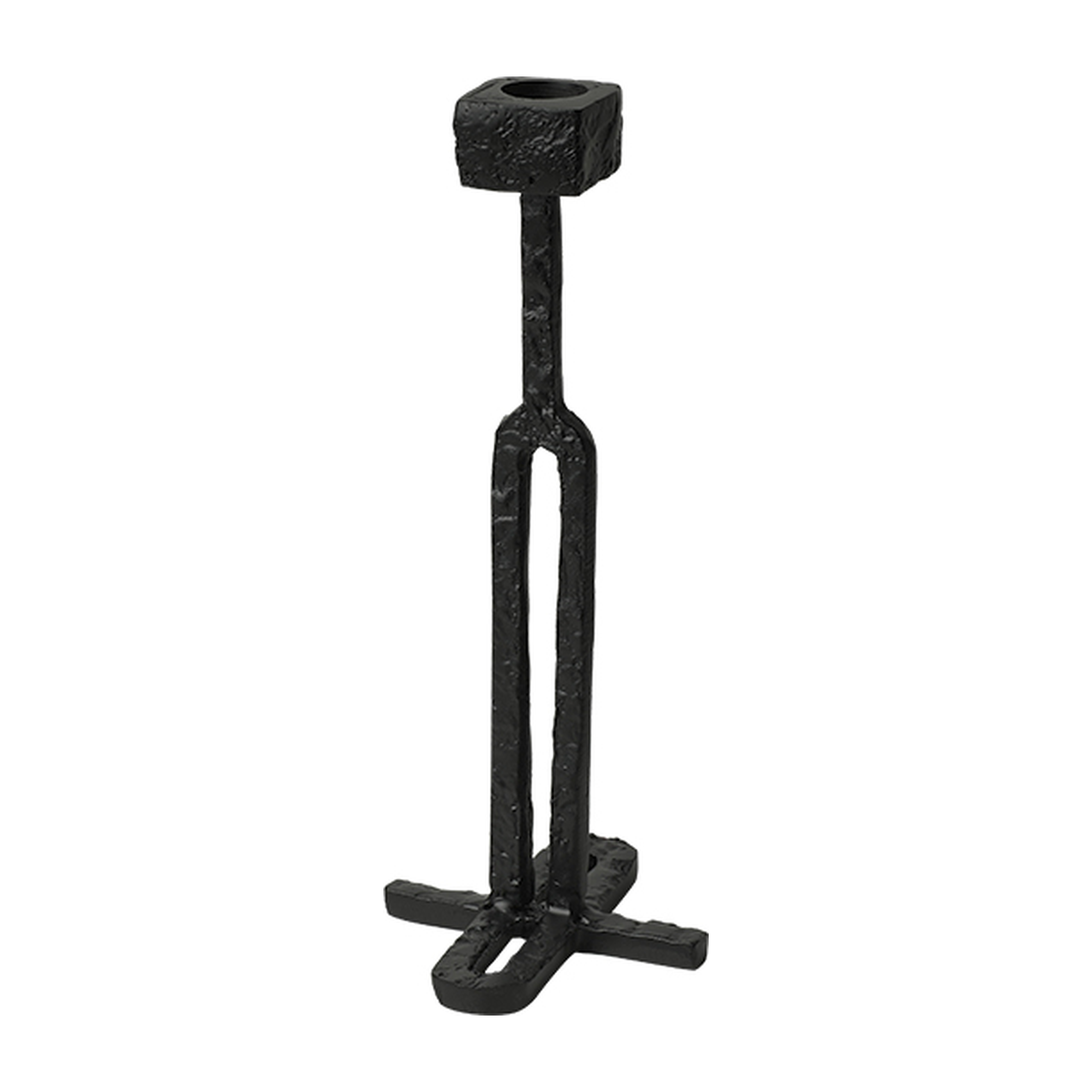 Candelabro decorativo de metal negro forjado de 27 cm, diseño moderno y elegante para el hogar.