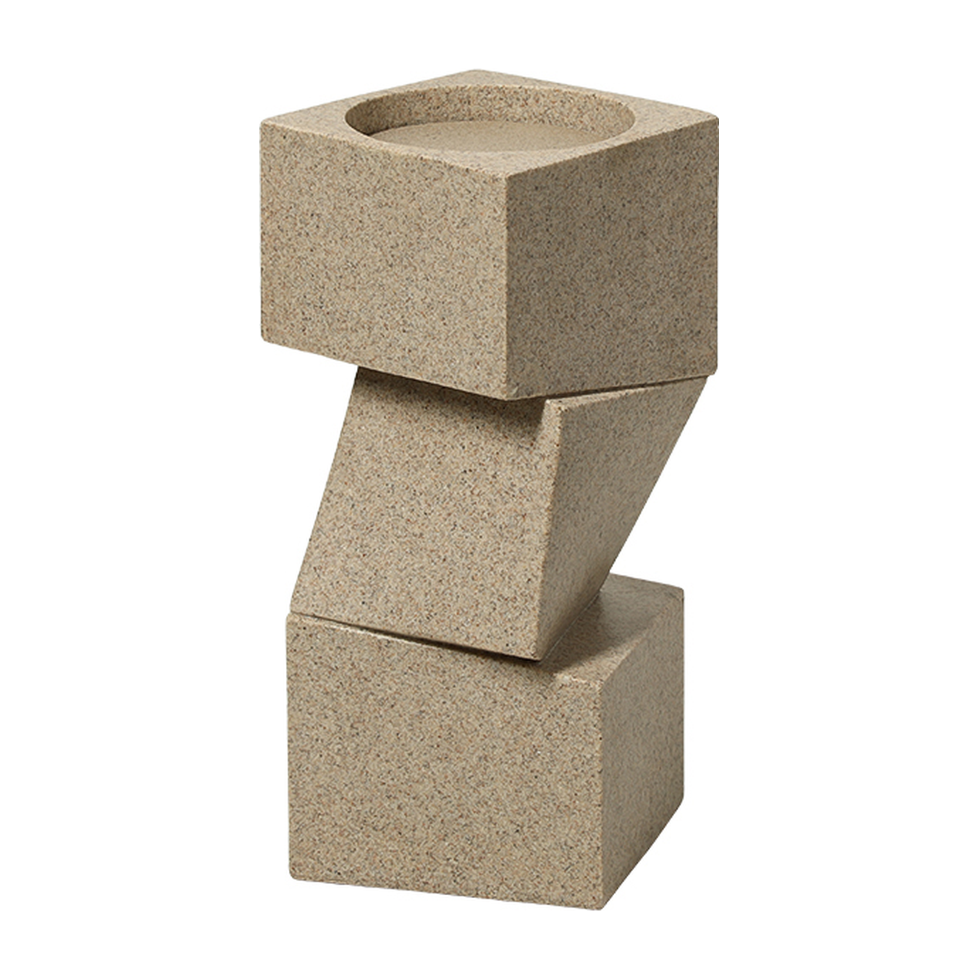 Candelabro decorativo de resina beige con diseño geométrico moderno de 22 cm de alto