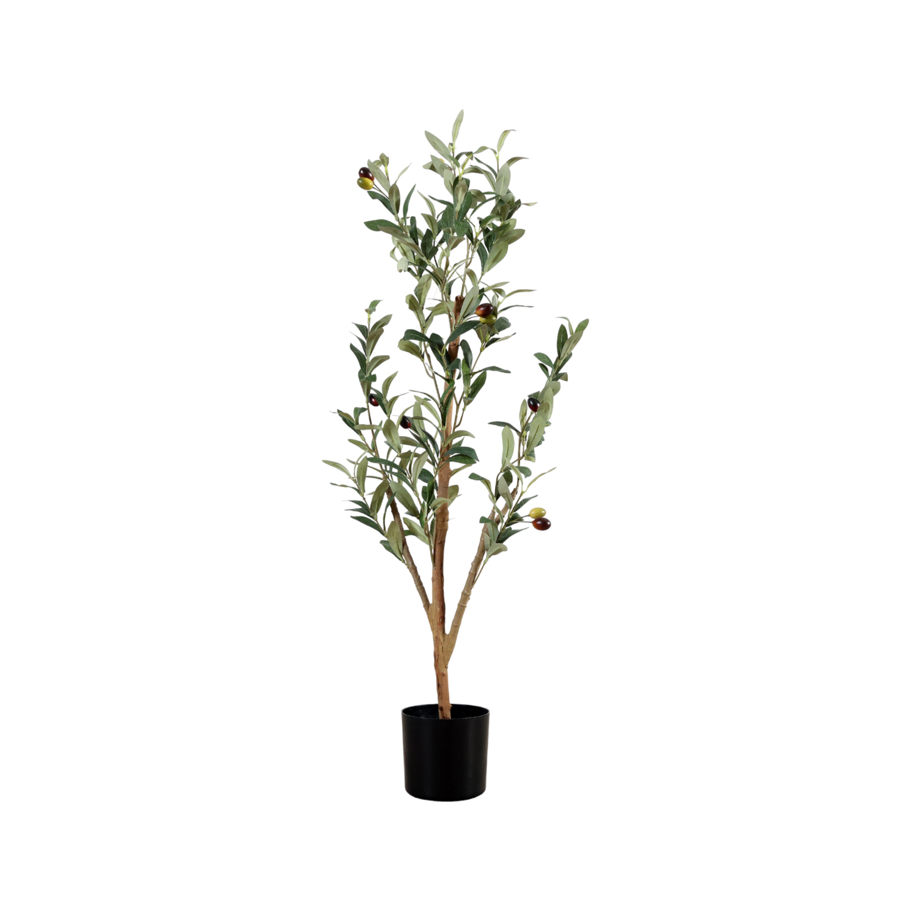 Árbol decorativo de olivo con frutos verde en maceta negra - Vilá Decoración - Muebles y decoración en Medellín y Colombia