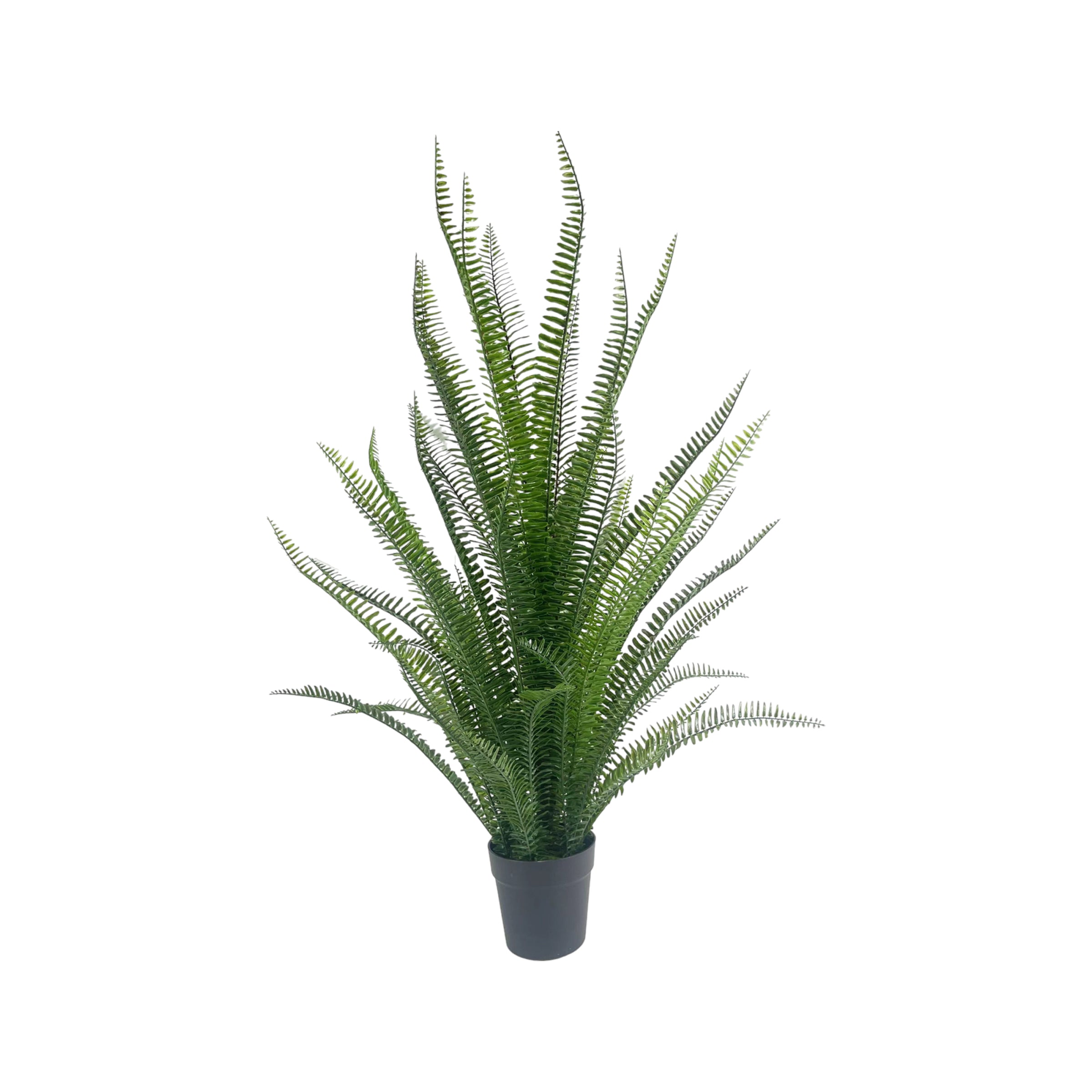 Helecho artificial verde vibrante en maceta negra mediana - Vilá Decoración - Muebles y decoración en Medellín y Colombia