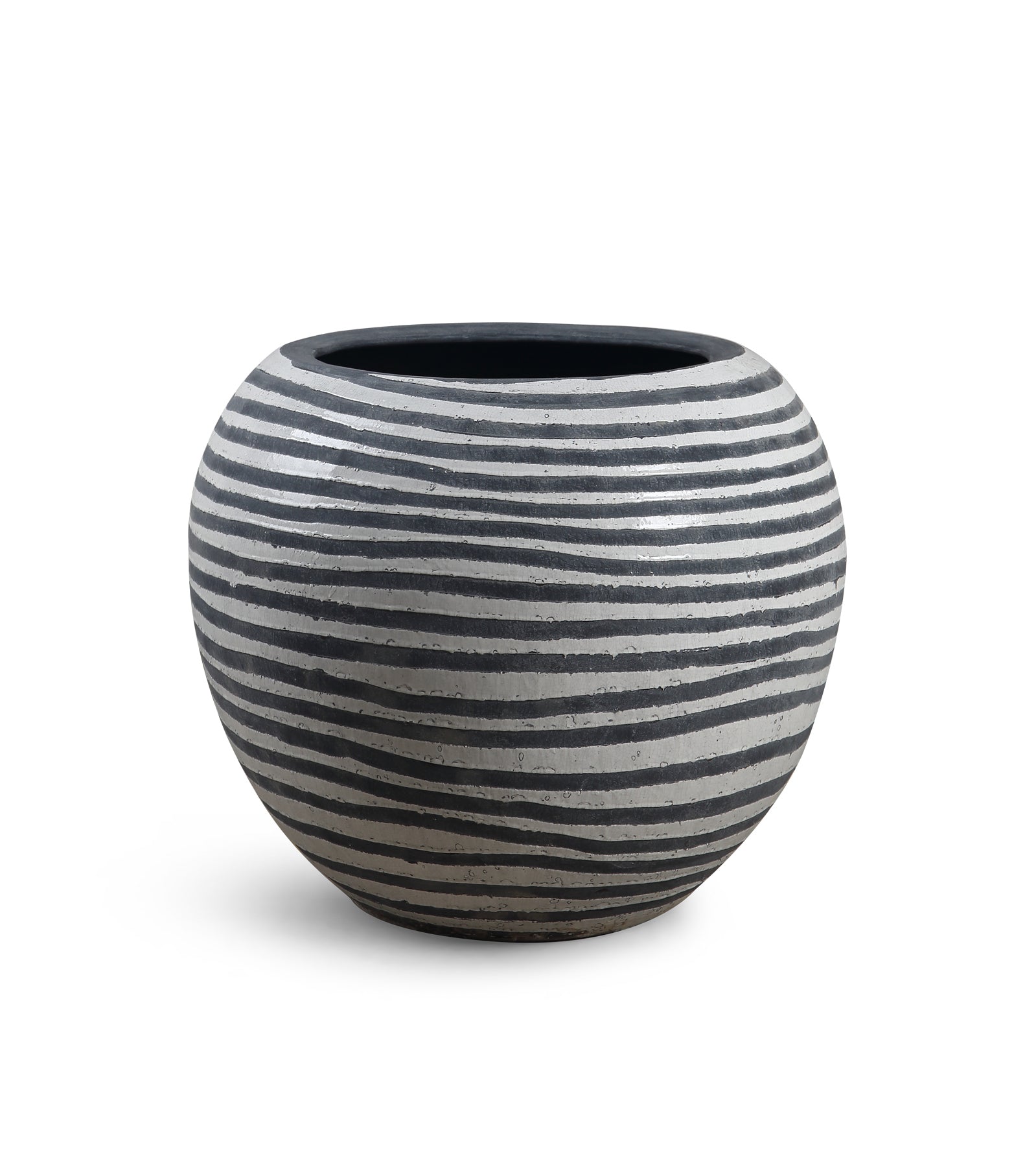 Matero esférico bicolor de terracota para plantas - Vilá Decoración - Muebles y decoración en Medellín y Colombia