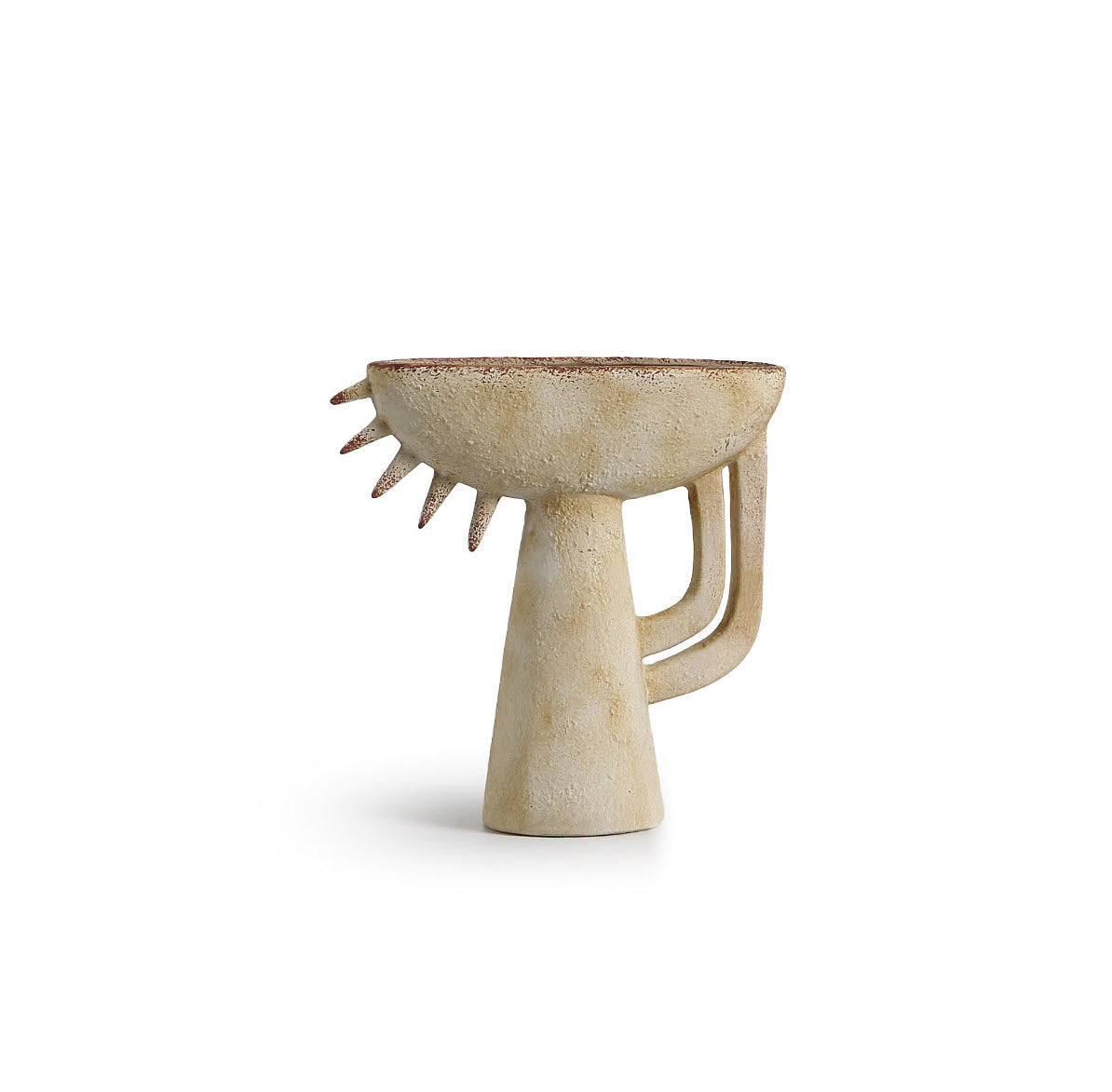 Jarrón beige de terracota con mango orgánico - Vilá Decoración - Muebles y decoración en Medellín y Colombia