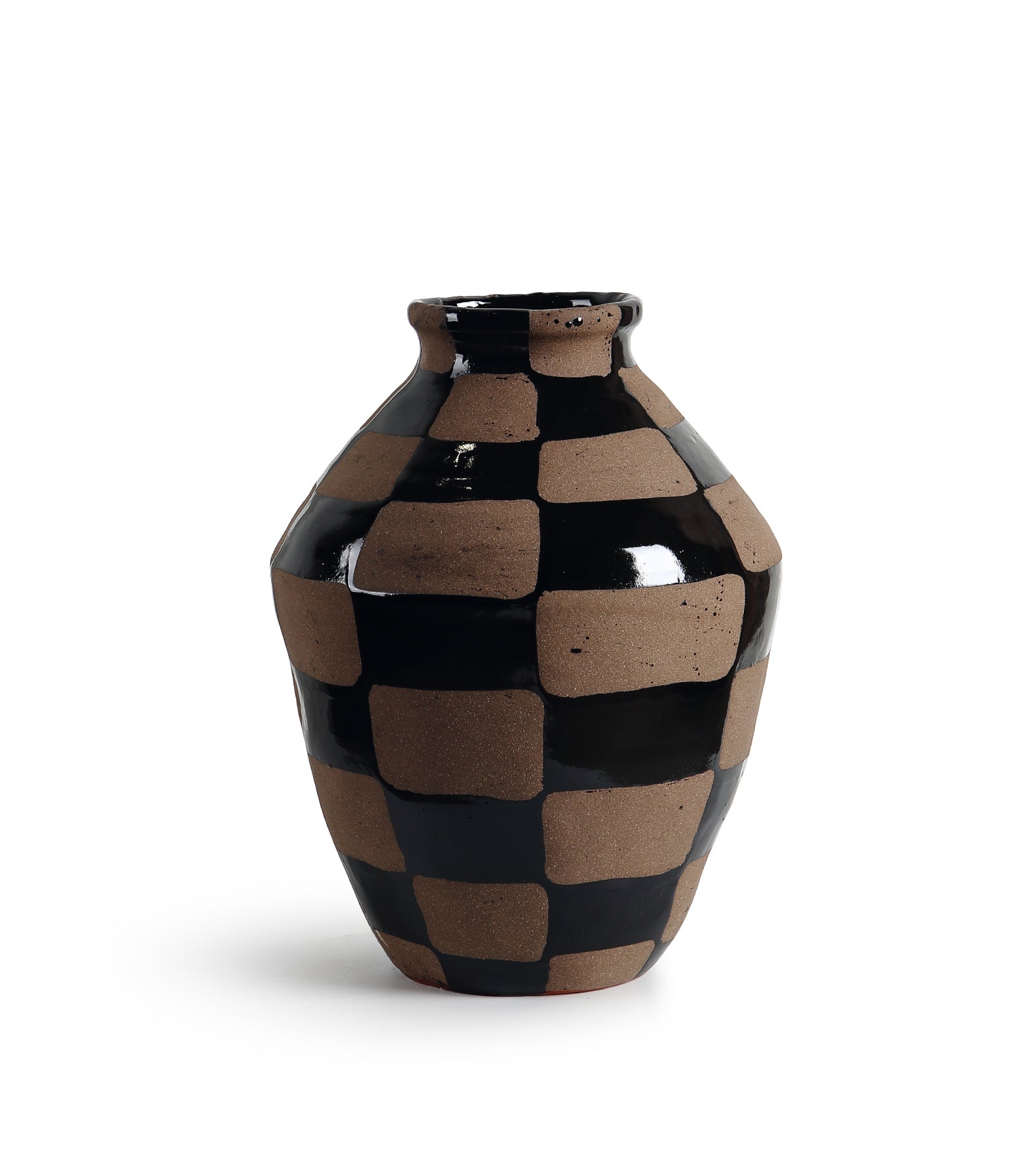 Jarrón terracota medio ovalado negro y marrón - Vilá Decoración - Muebles y decoración en Medellín y Colombia