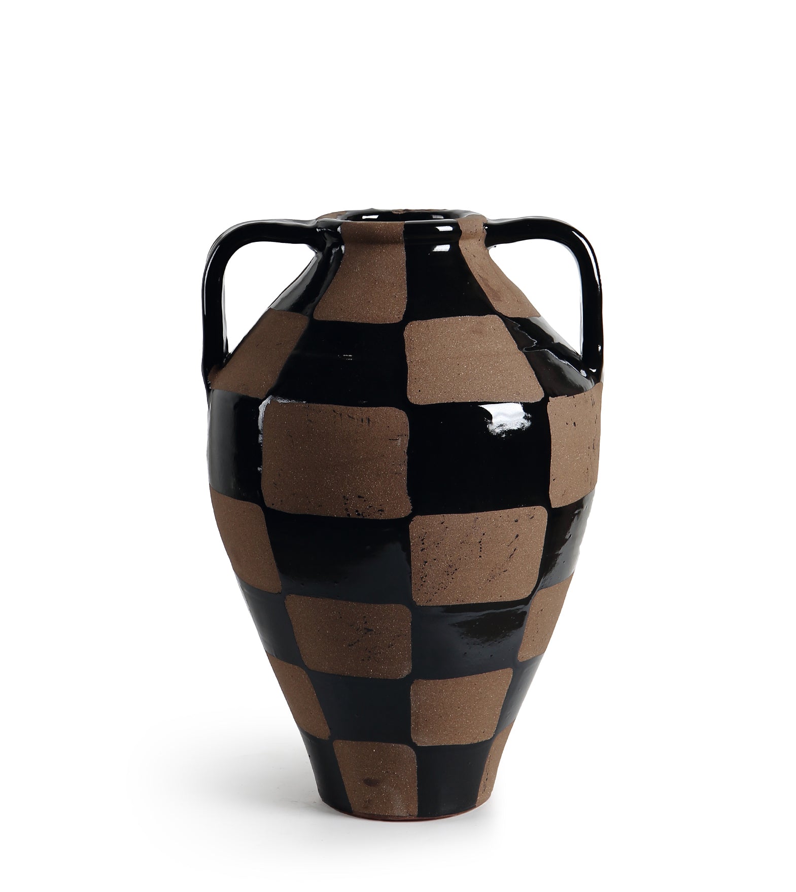 Jarrón terracota cuadros marrón y negro - Vilá Decoración - Muebles y decoración en Medellín y Colombia