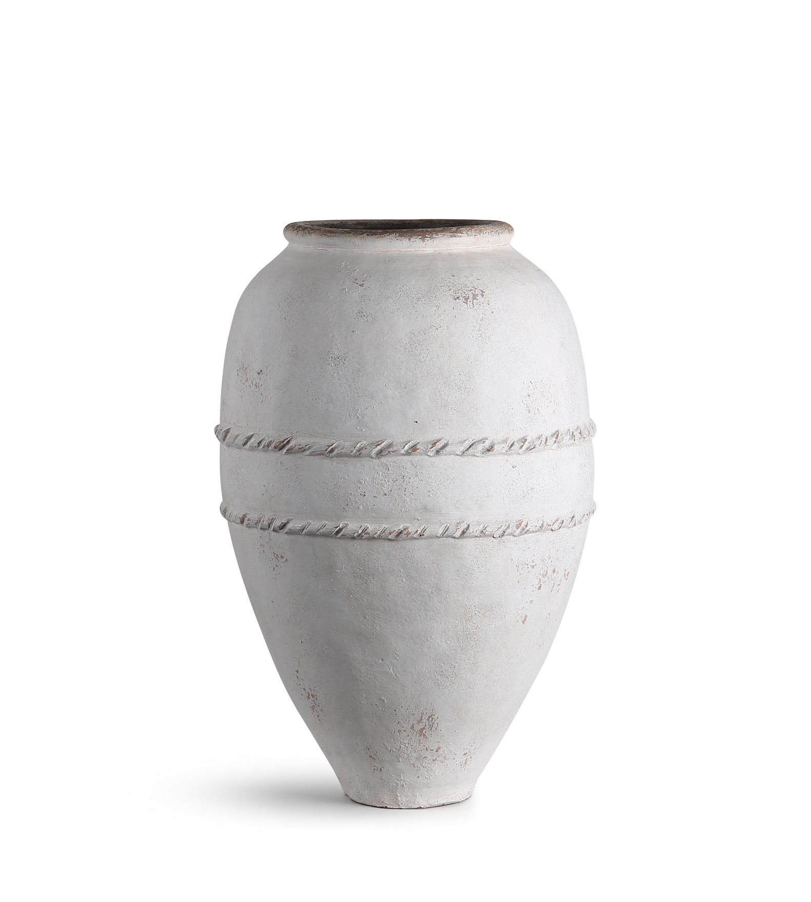 Matero pequeño terracota blanco con bandas decorativas - Vilá Decoración - Muebles y decoración en Medellín y Colombia