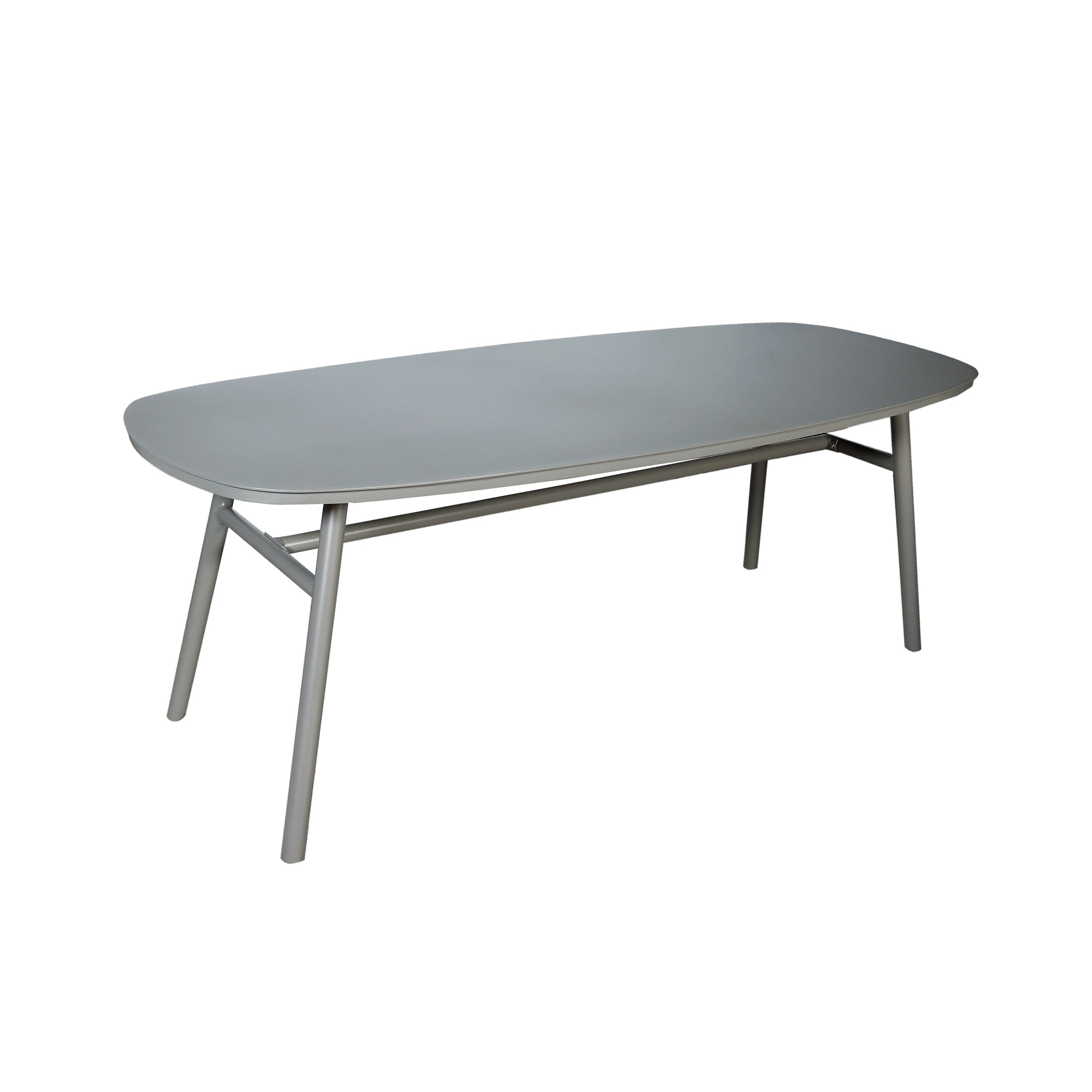 Mesa de comedor ovalada gris claro para interiores y exteriores - Vilá Decoración - Muebles y decoración en Medellín y Colombia