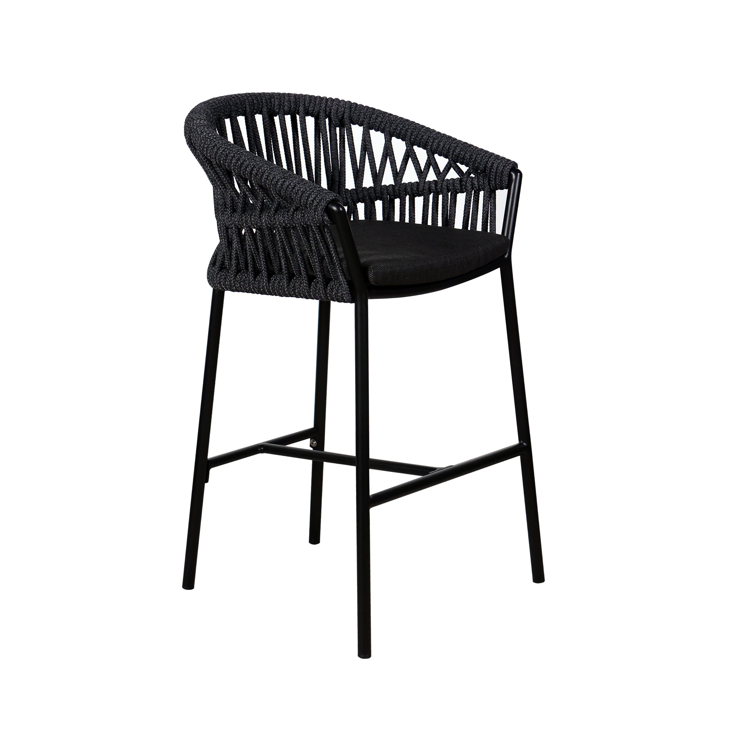 Silla de bar exterior negra en aluminio - Vilá Decoración - Muebles y decoración en Medellín y Colombia