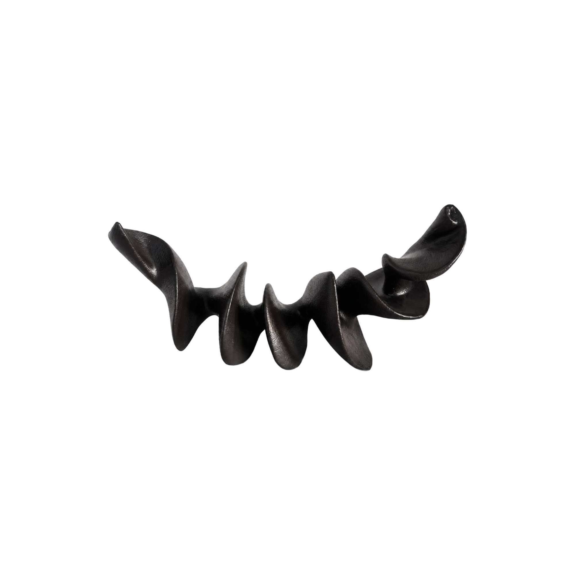 Escultura abstracta moderna negra con forma orgánica y fluida para decoración de lujo en interiores.