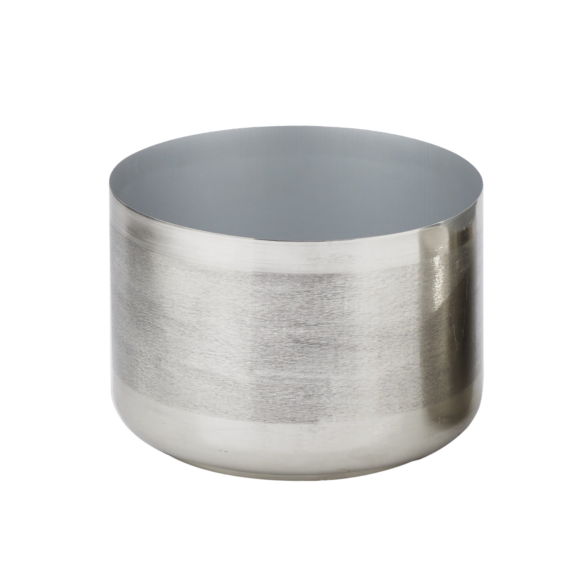 Plantador cilíndrico pequeño plateado para interiores - Vilá Decoración - Muebles y decoración en Medellín y Colombia
