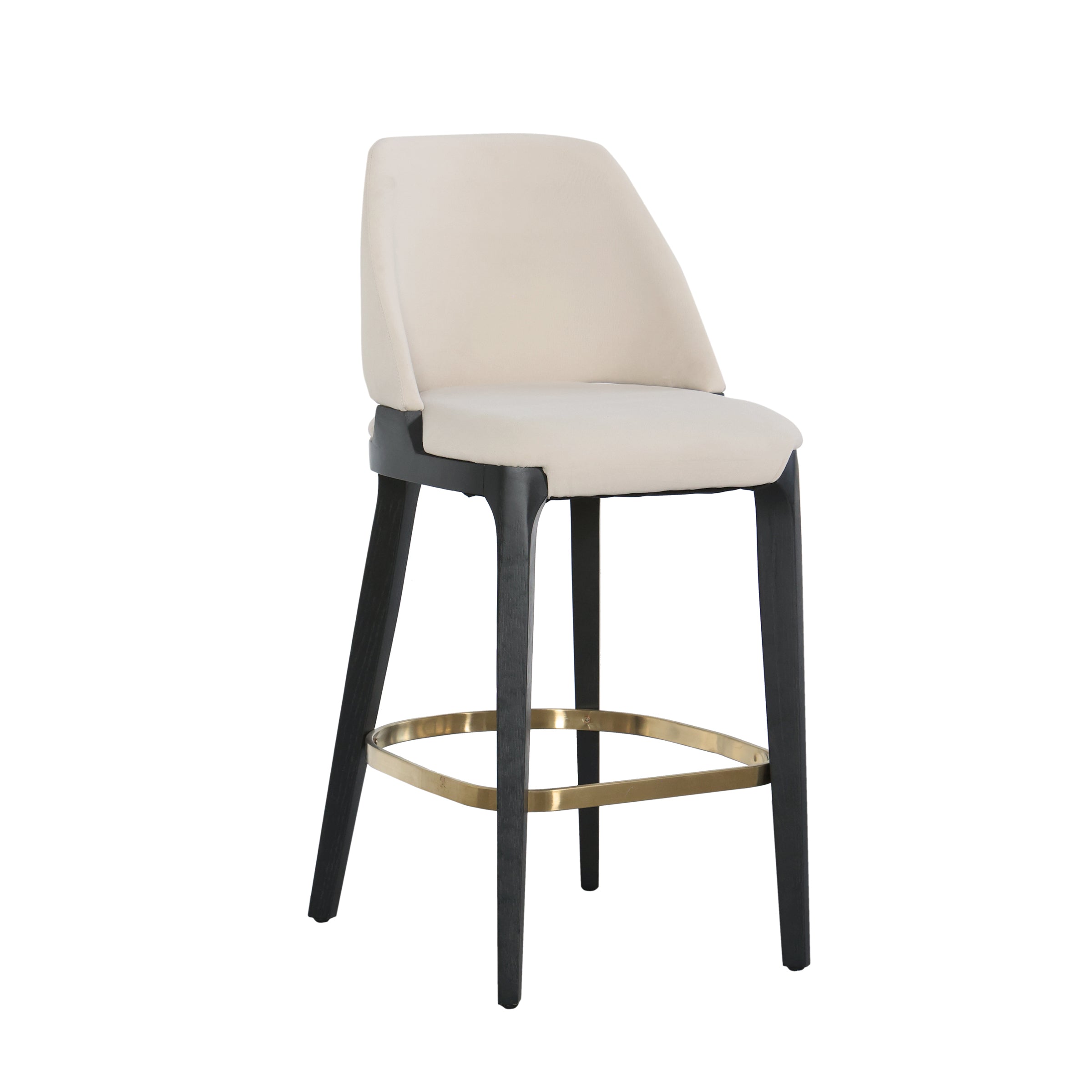 Silla de barra crema con base negra y dorada - Vilá Decoración - Muebles y decoración en Medellín y Colombia