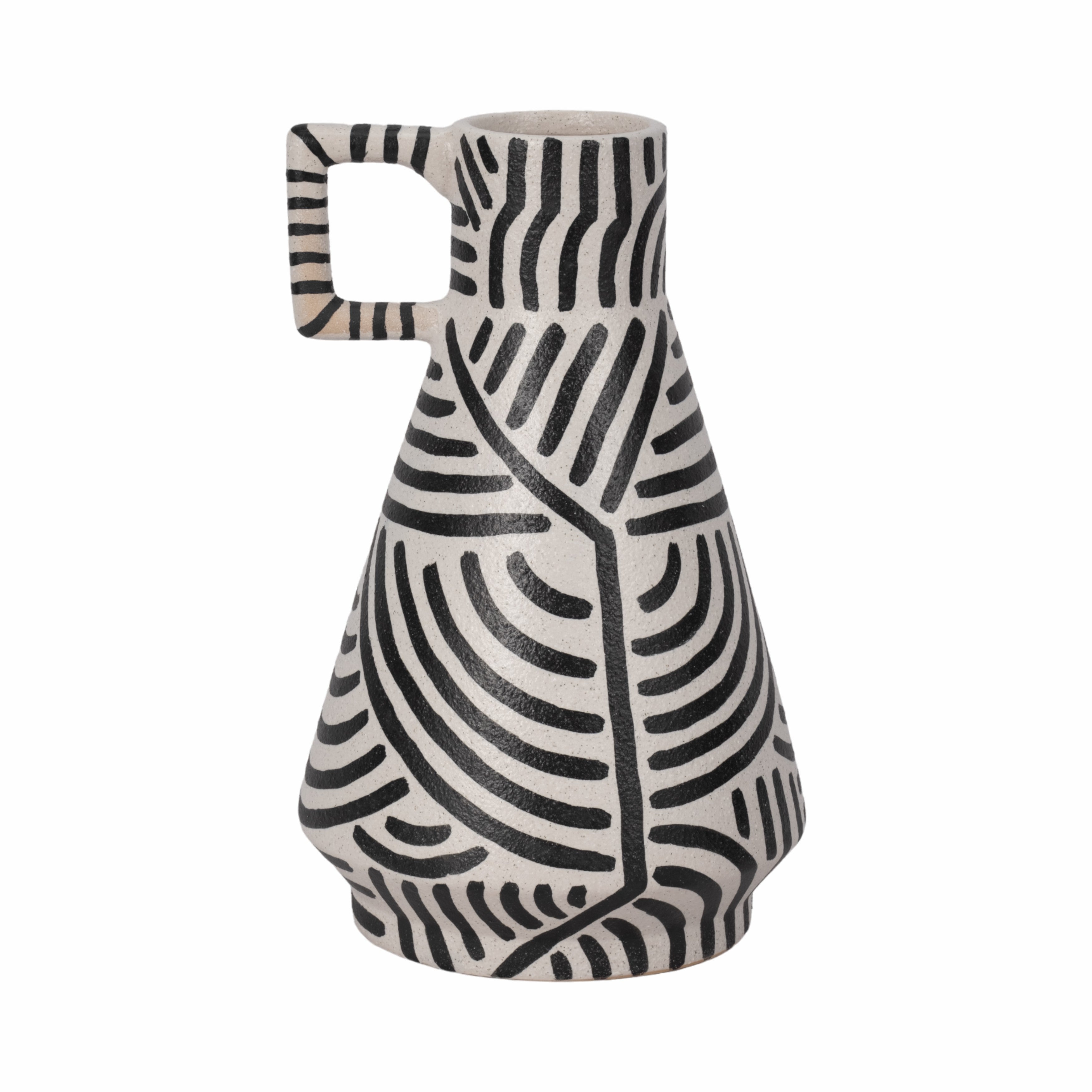 Jarrón de gres blanco y negro con asa cuadrada - Vilá Decoración - Muebles y decoración en Medellín y Colombia