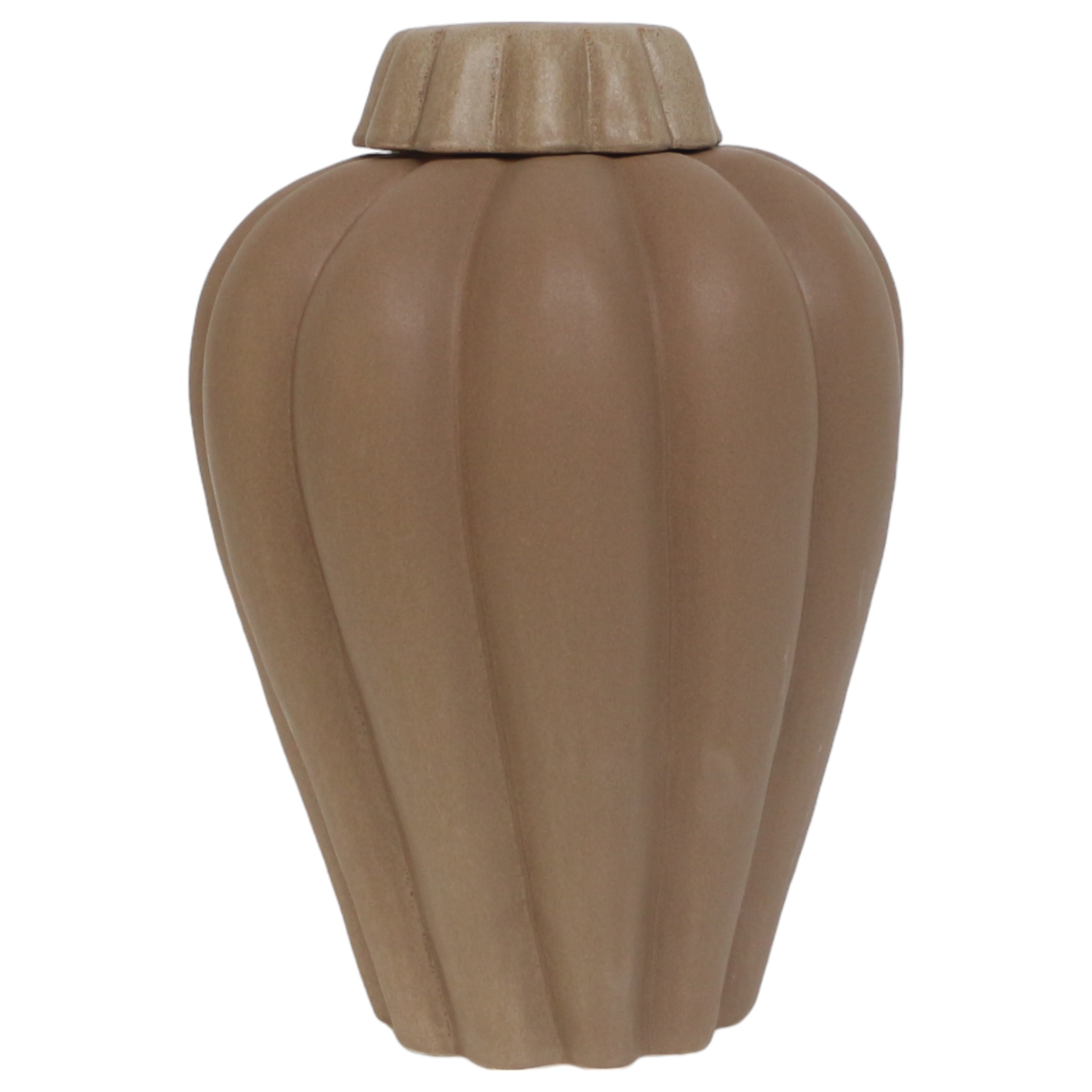 Jarrón decorativo marrón estriado mediano - Vilá Decoración - Muebles y decoración en Medellín y Colombia