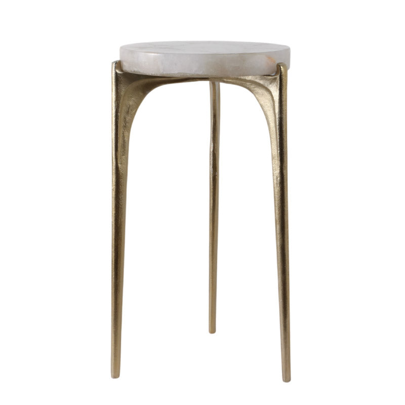 Mesa auxiliar grande blanca y dorada para sala - Vilá Decoración - Muebles y decoración en Medellín y Colombia