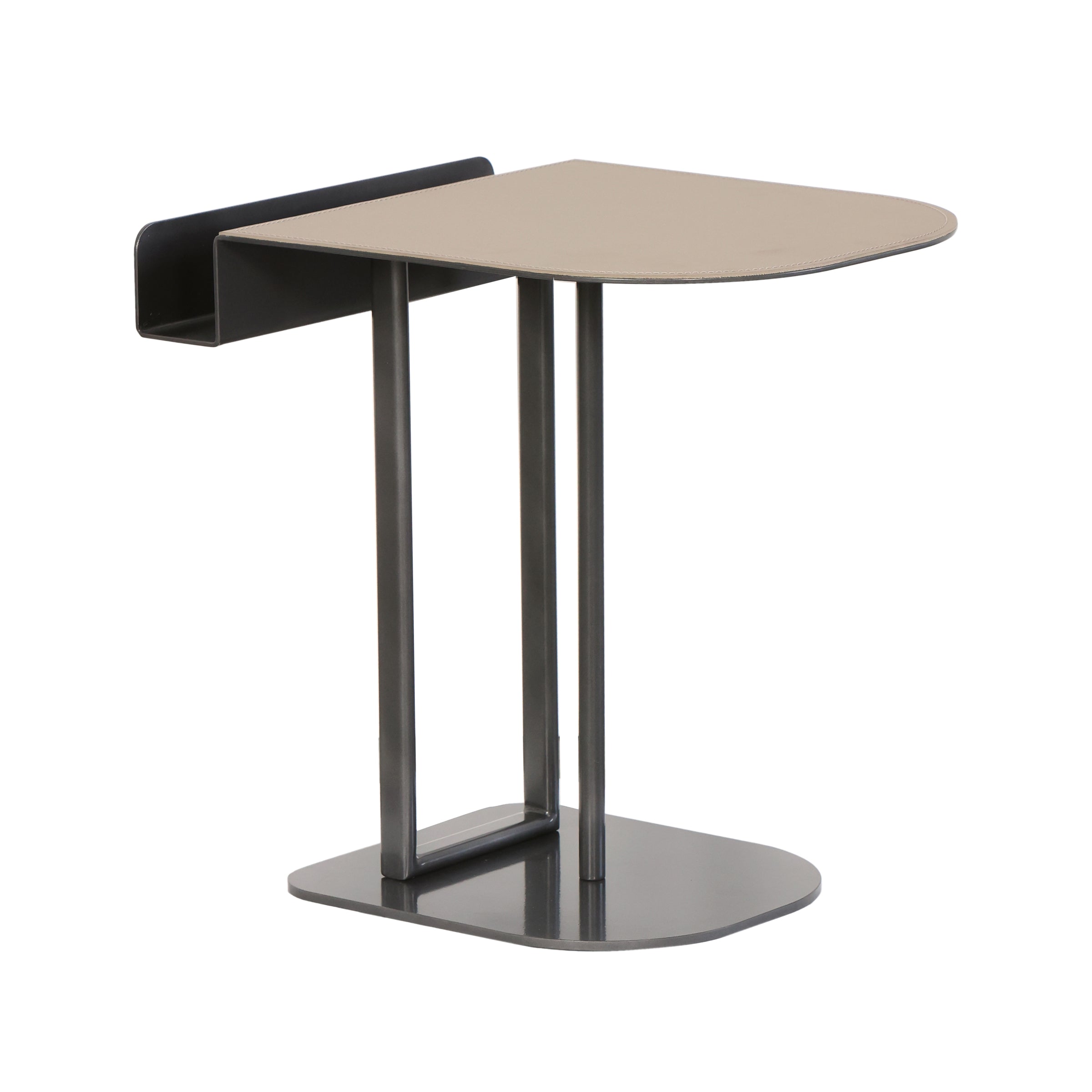 Mesa auxiliar gris oscuro con superficie beige - Vilá Decoración - Muebles y decoración en Medellín y Colombia