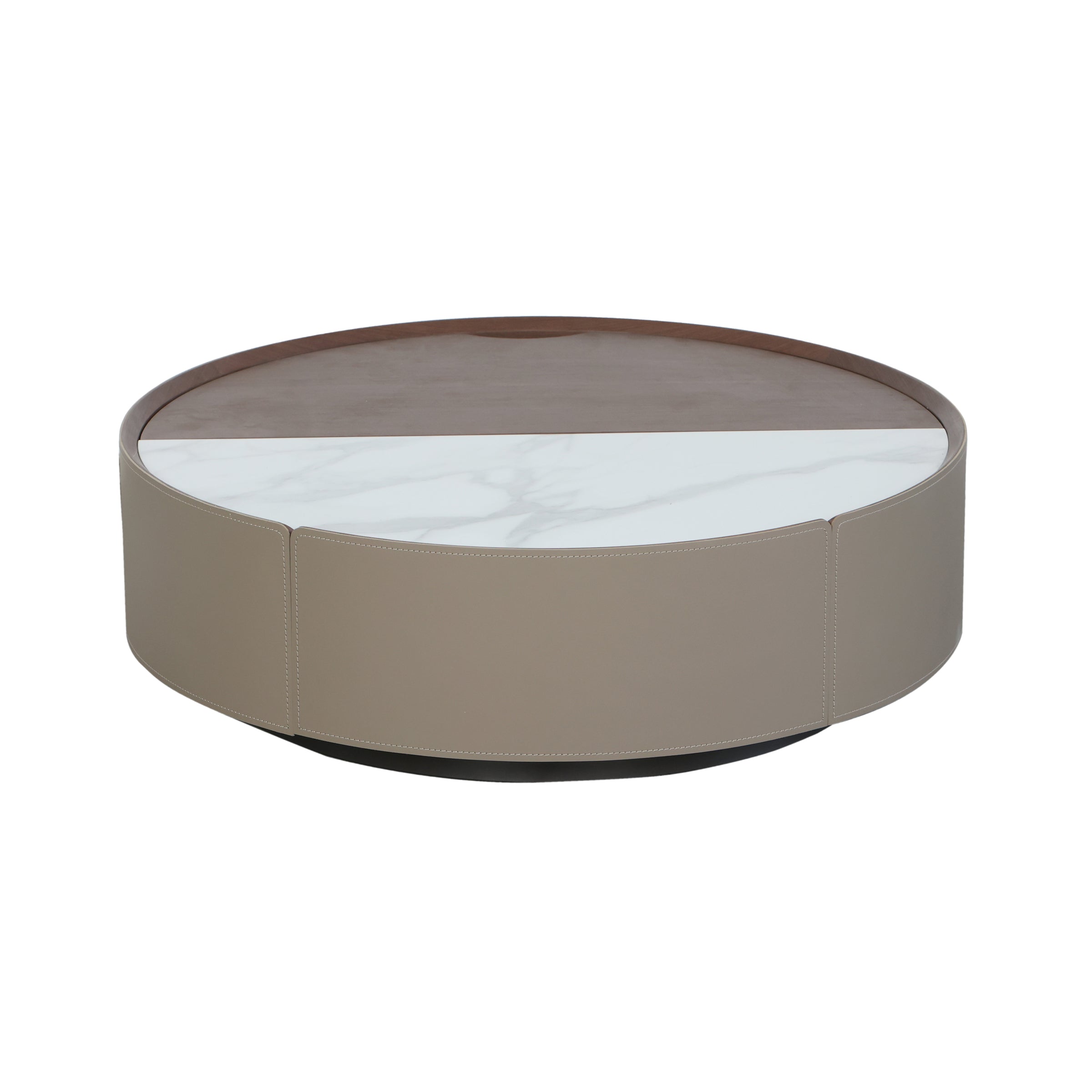 Mesa de centro circular mármol blanco y beige - Vilá Decoración - Muebles y decoración en Medellín y Colombia