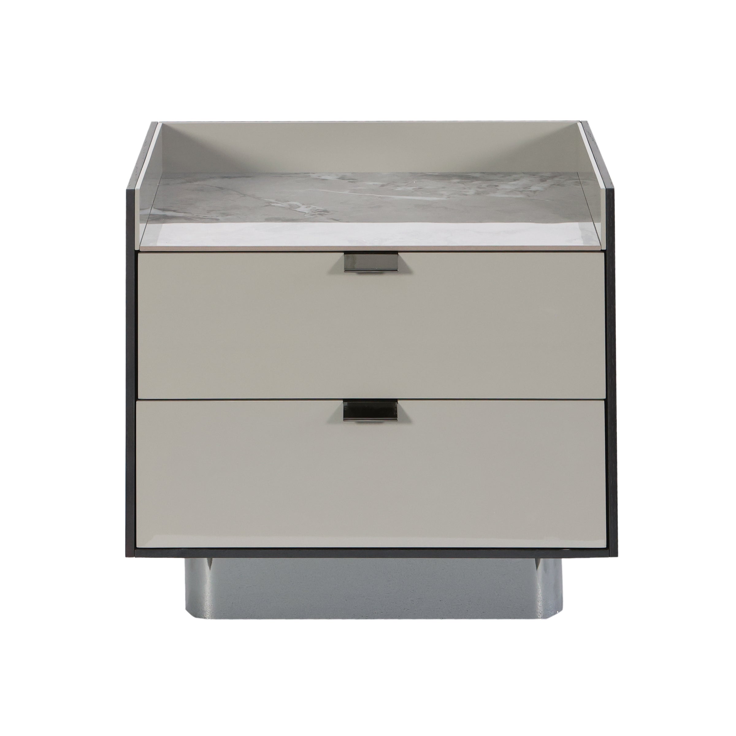 Mesa de noche moderna gris claro con mármol - Vilá Decoración - Muebles y decoración en Medellín y Colombia