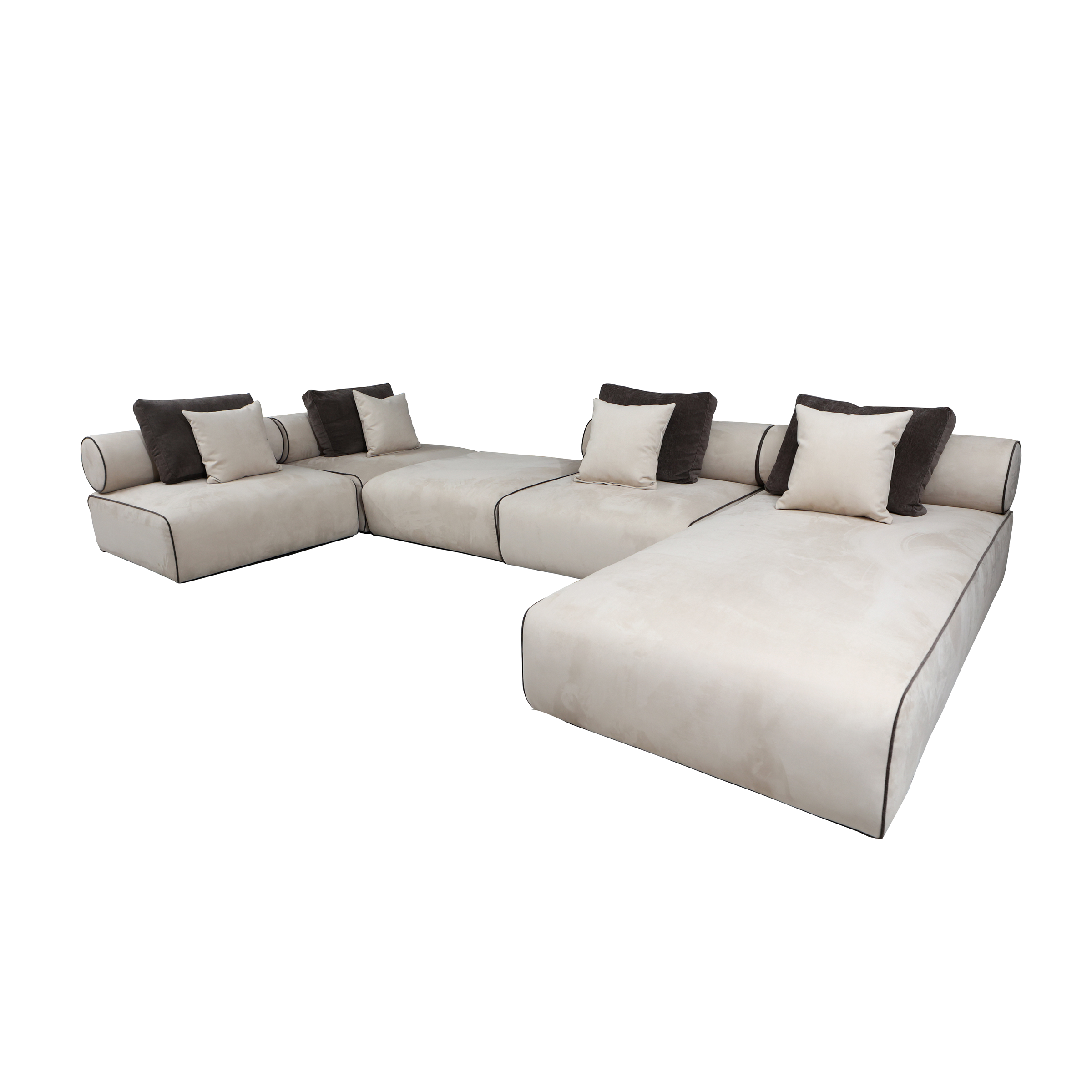 Sofá modular Rolls beige y marrón para sala - Vilá Decoración - Muebles y decoración en Medellín y Colombia