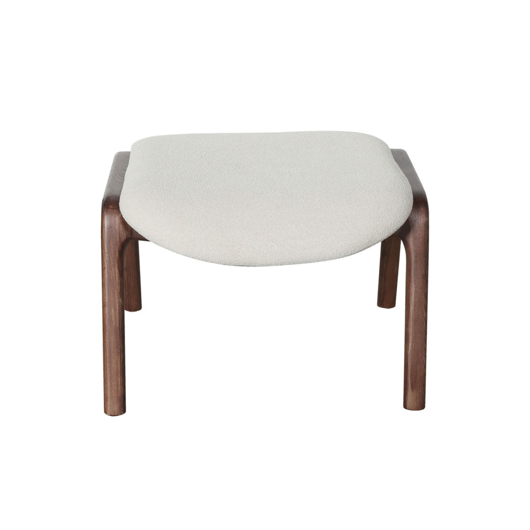 Puff cuadrado beige con base de madera natural - Vilá Decoración - Muebles y decoración en Medellín y Colombia