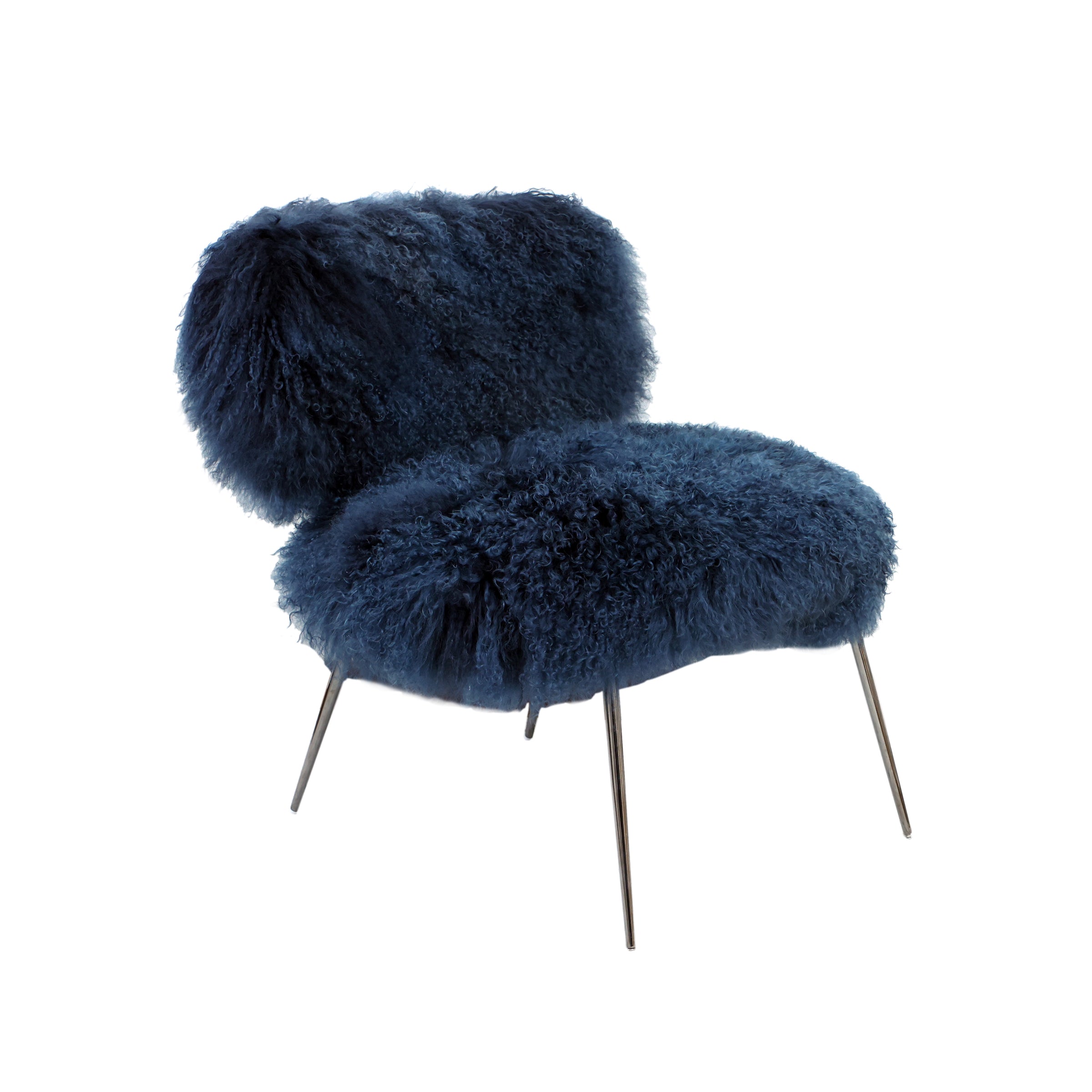 Silla Lana azul para interiores con base metálica - Vilá Decoración - Muebles y decoración en Medellín y Colombia