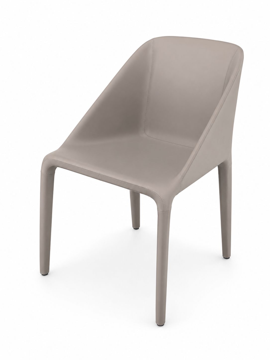 Silla de diseño moderna en poliuretano color taupe para comedor, sala o estudio, estilo contemporáneo.