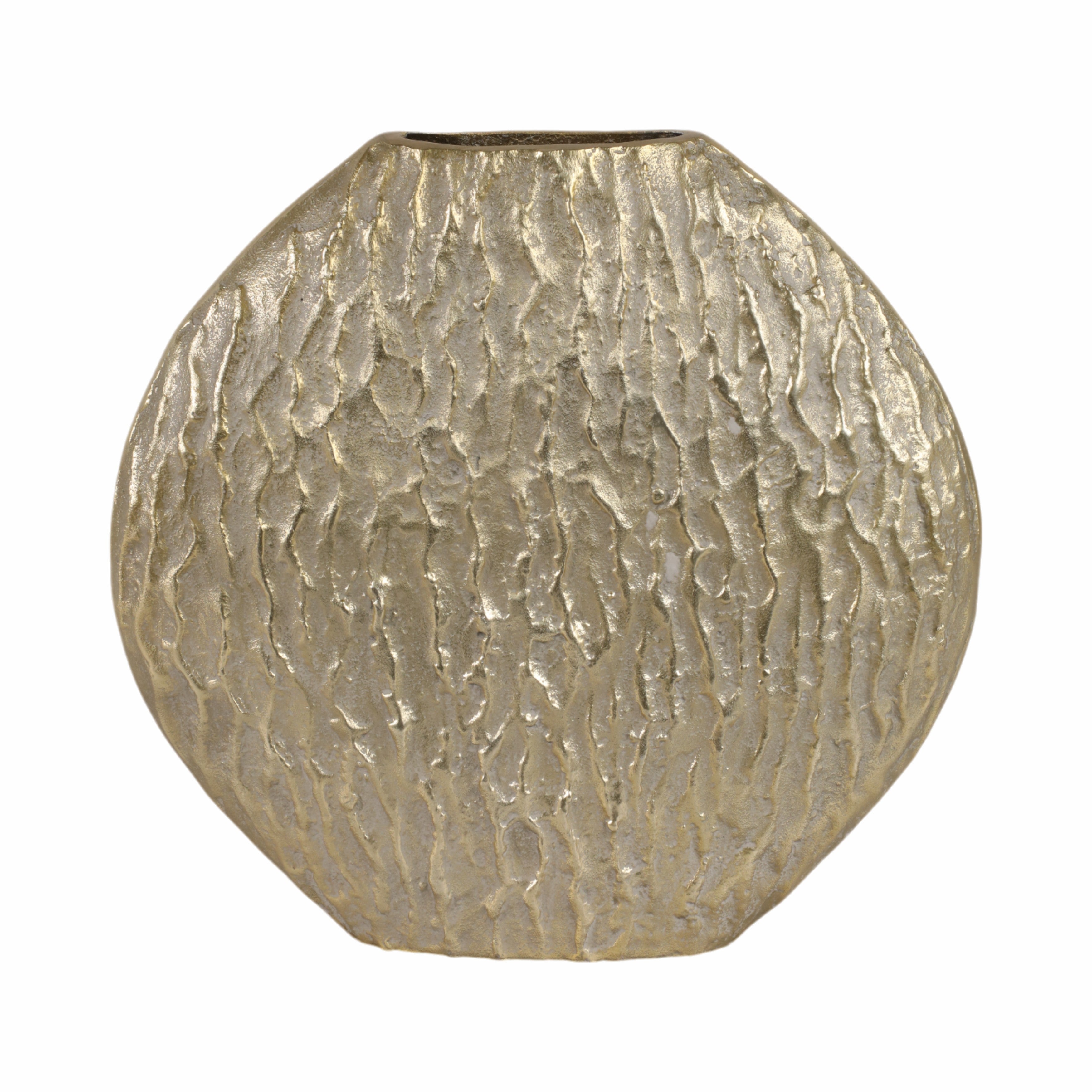 Jarrón ovalado dorado decorativo de hierro - Vilá Decoración - Muebles y decoración en Medellín y Colombia