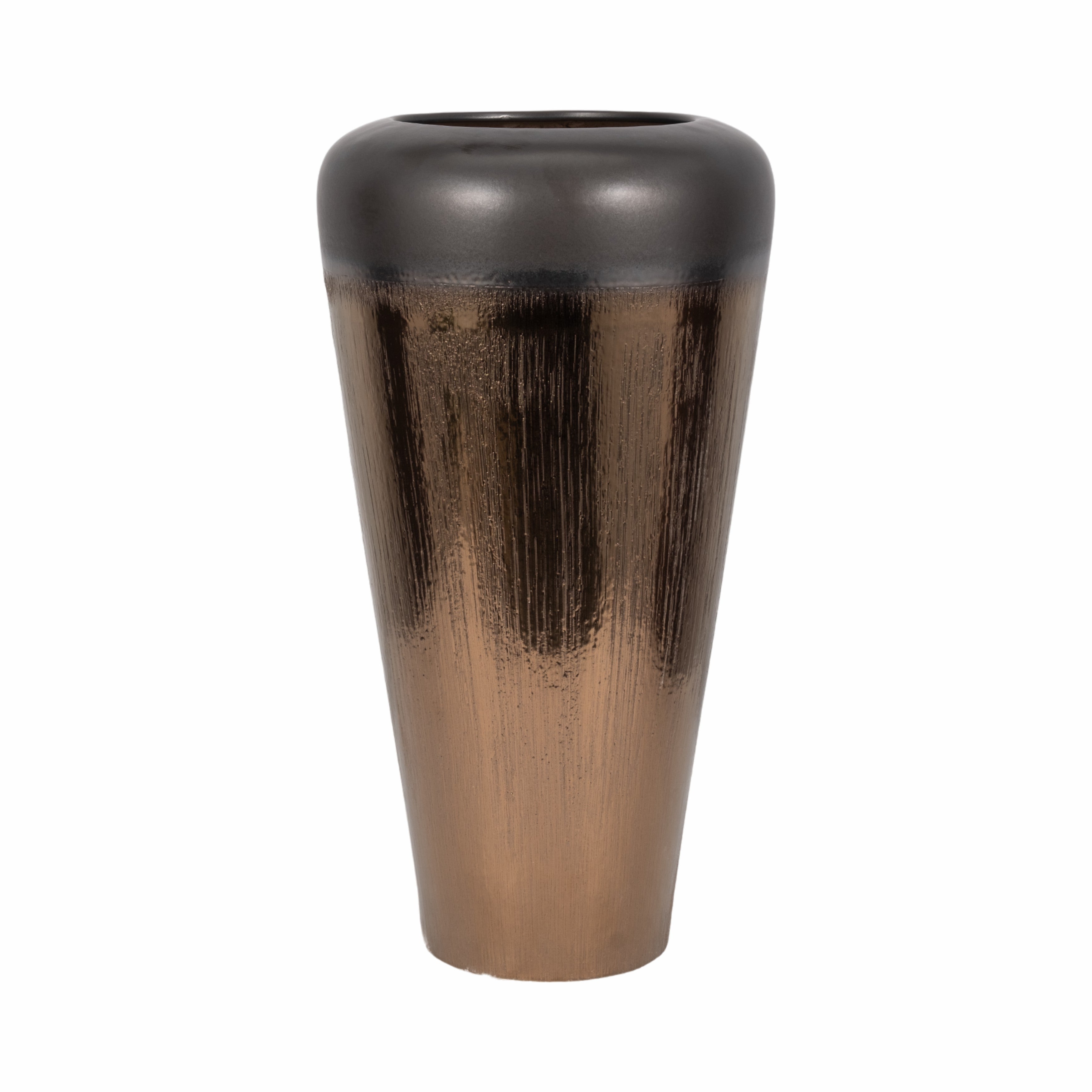 Jarrón metálico decorativo negro y marrón - Vilá Decoración - Muebles y decoración en Medellín y Colombia