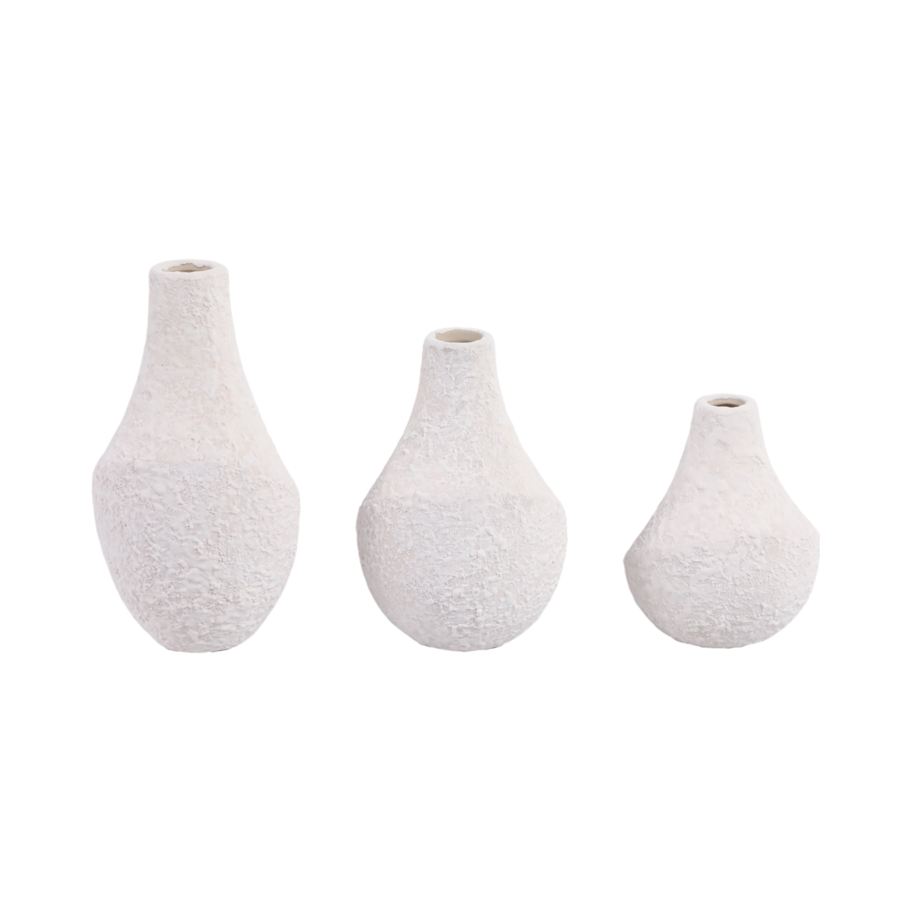Set de 3 jarrones decorativos de gres blanco - Vilá Decoración - Muebles y decoración en Medellín y Colombia