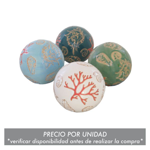 Bola decorativa cerámica marina multicolor - Vilá Decoración - Muebles y decoración en Medellín y Colombia