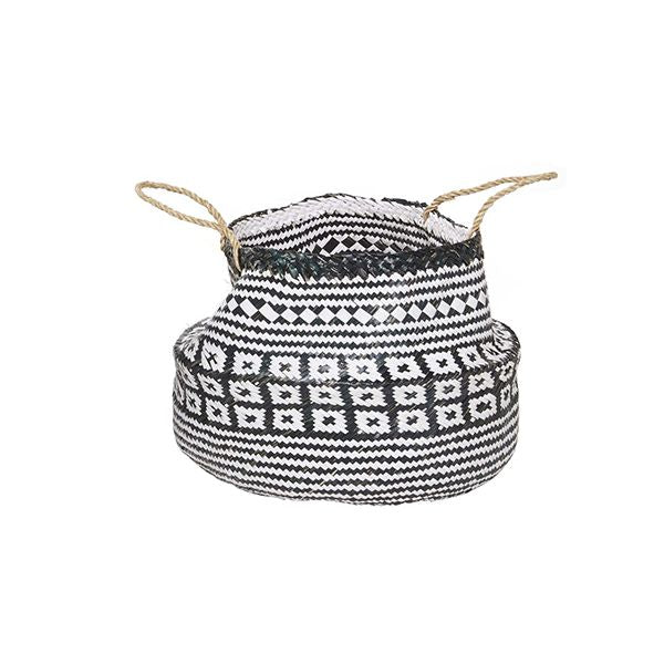 Canasta pequeña de tejido blanco y negro para organización - Vilá Decoración - Muebles y decoración en Medellín y Colombia