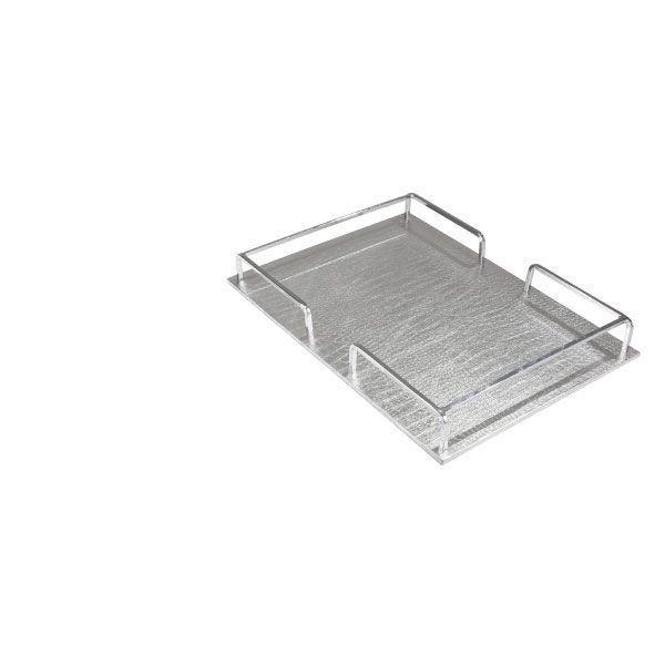 Bandeja rectangular plateada con asas para hogar - Vilá Decoración - Muebles y decoración en Medellín y Colombia