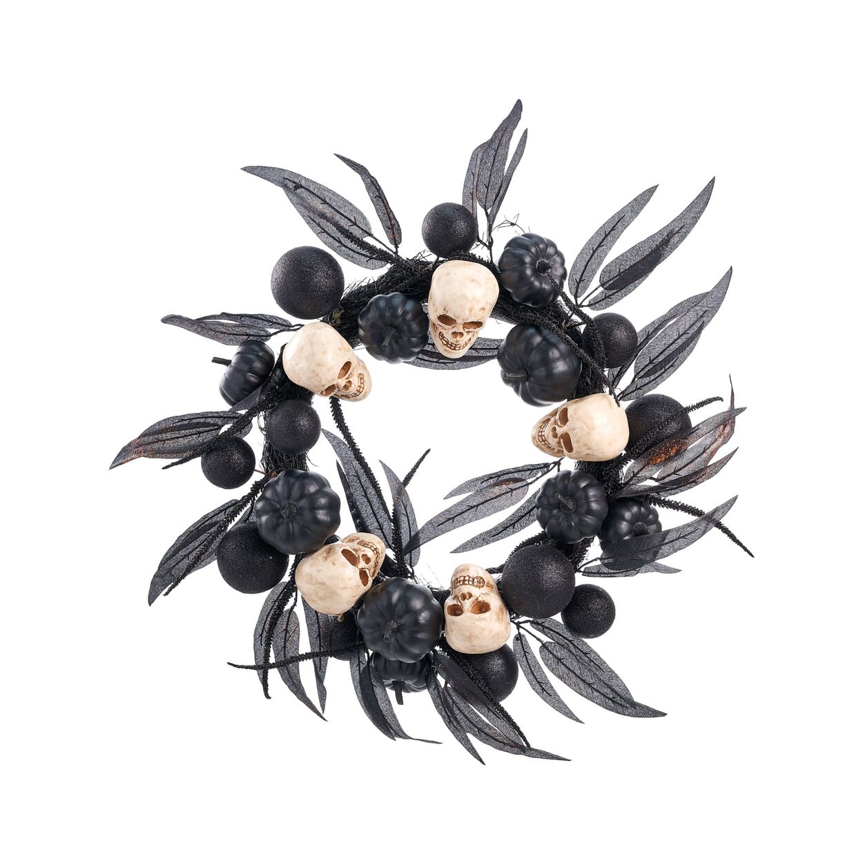 Corona decorativa de Halloween con calaveras en espuma - Vilá Decoración - Muebles y decoración en Medellín y Colombia