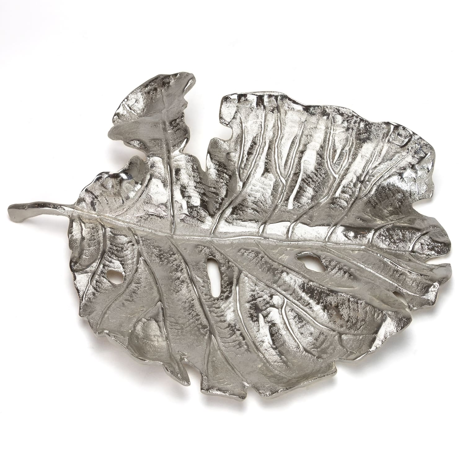 Bandeja hoja decorativa metal plateado - Vilá Decoración - Muebles y decoración en Medellín y Colombia