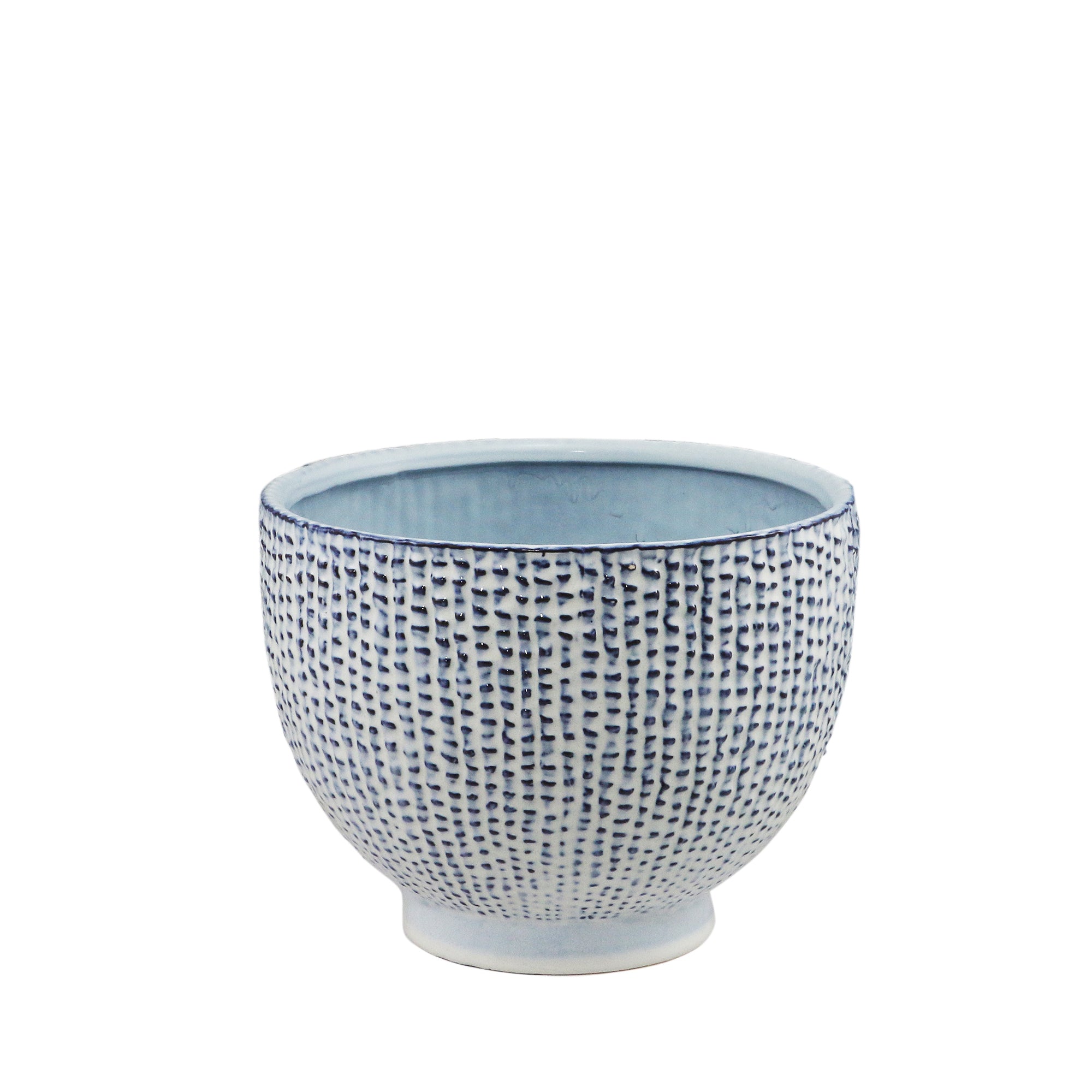Plantador pequeño cerámico azul para plantas - Vilá Decoración - Muebles y decoración en Medellín y Colombia
