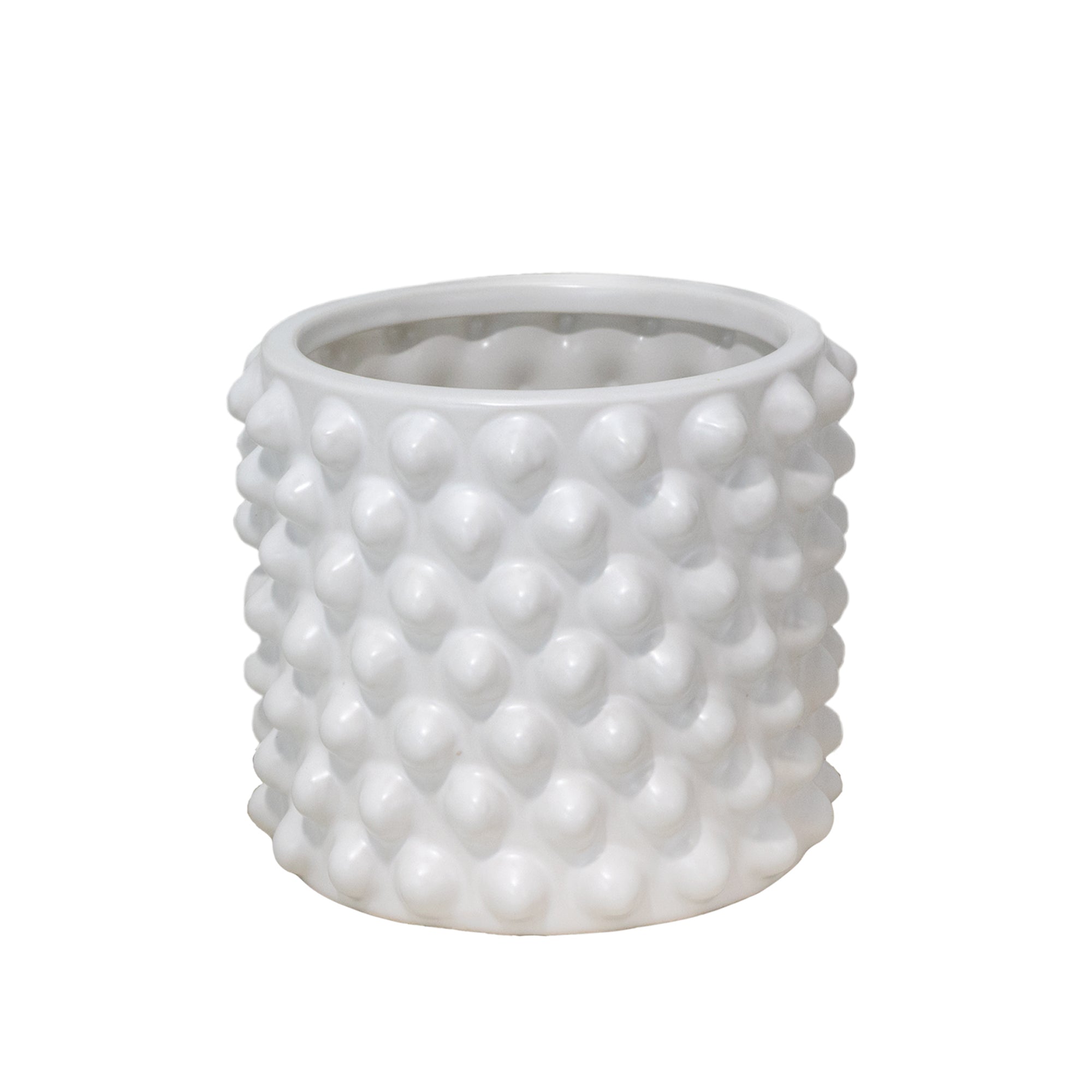 Plantador mediano de cerámica blanca con burbujas - Vilá Decoración - Muebles y decoración en Medellín y Colombia