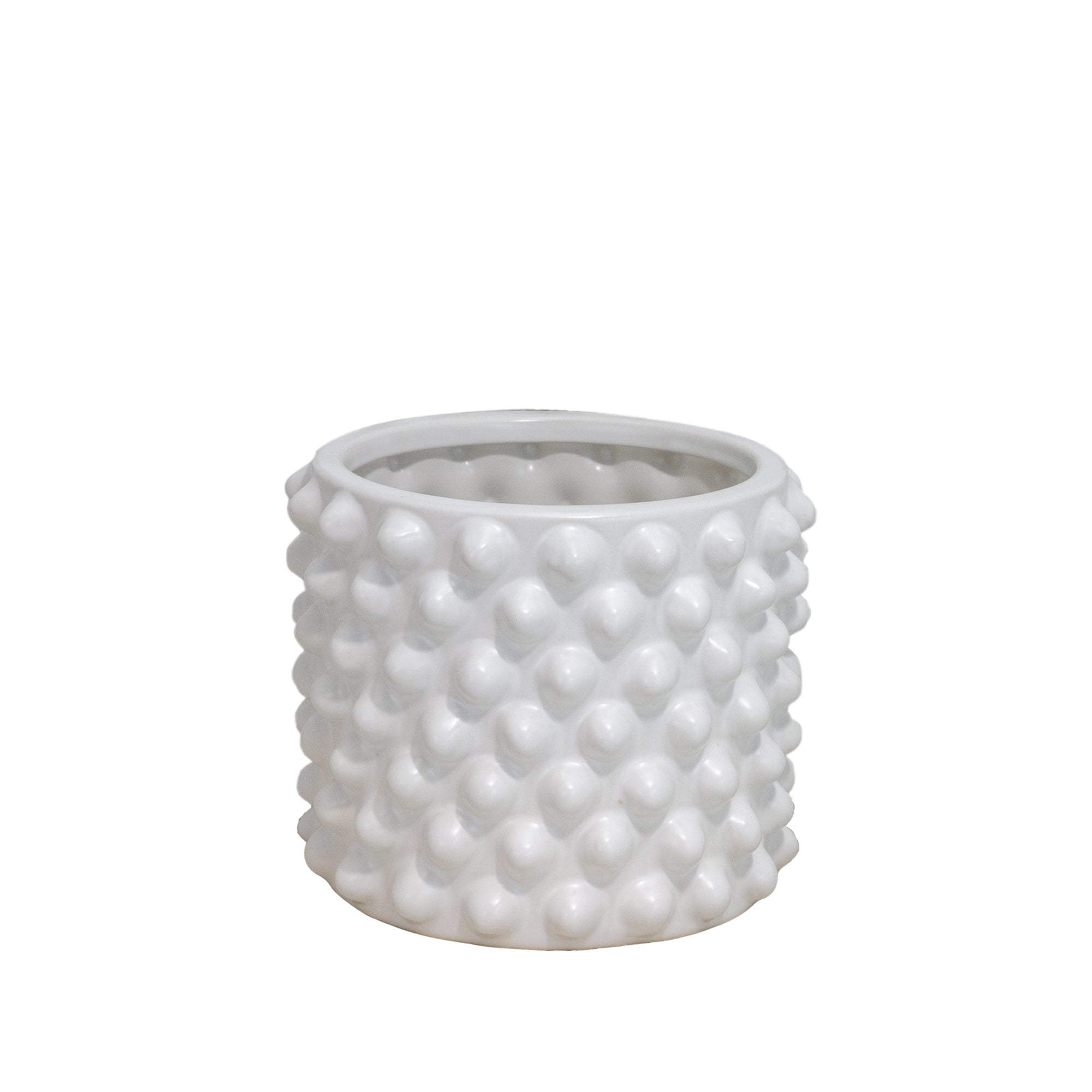 Plantador cerámico blanco con textura de burbujas pequeño - Vilá Decoración - Muebles y decoración en Medellín y Colombia