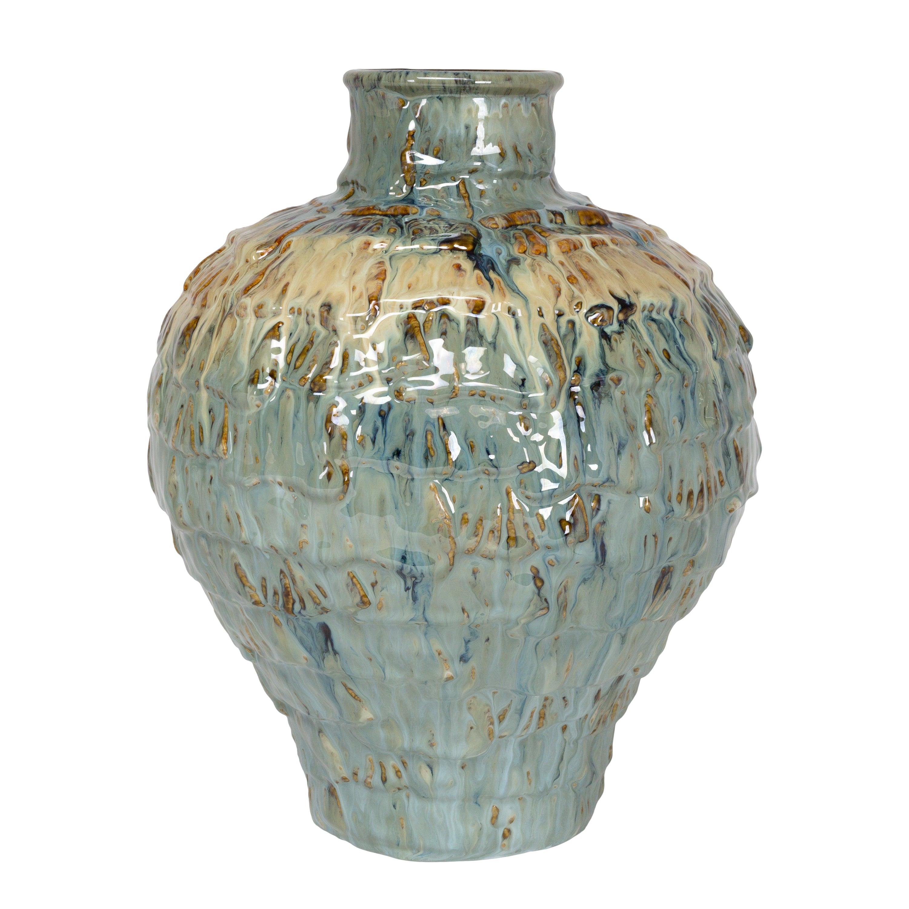 Jarrón decorativo grande verde con textura - Vilá Decoración - Muebles y decoración en Medellín y Colombia