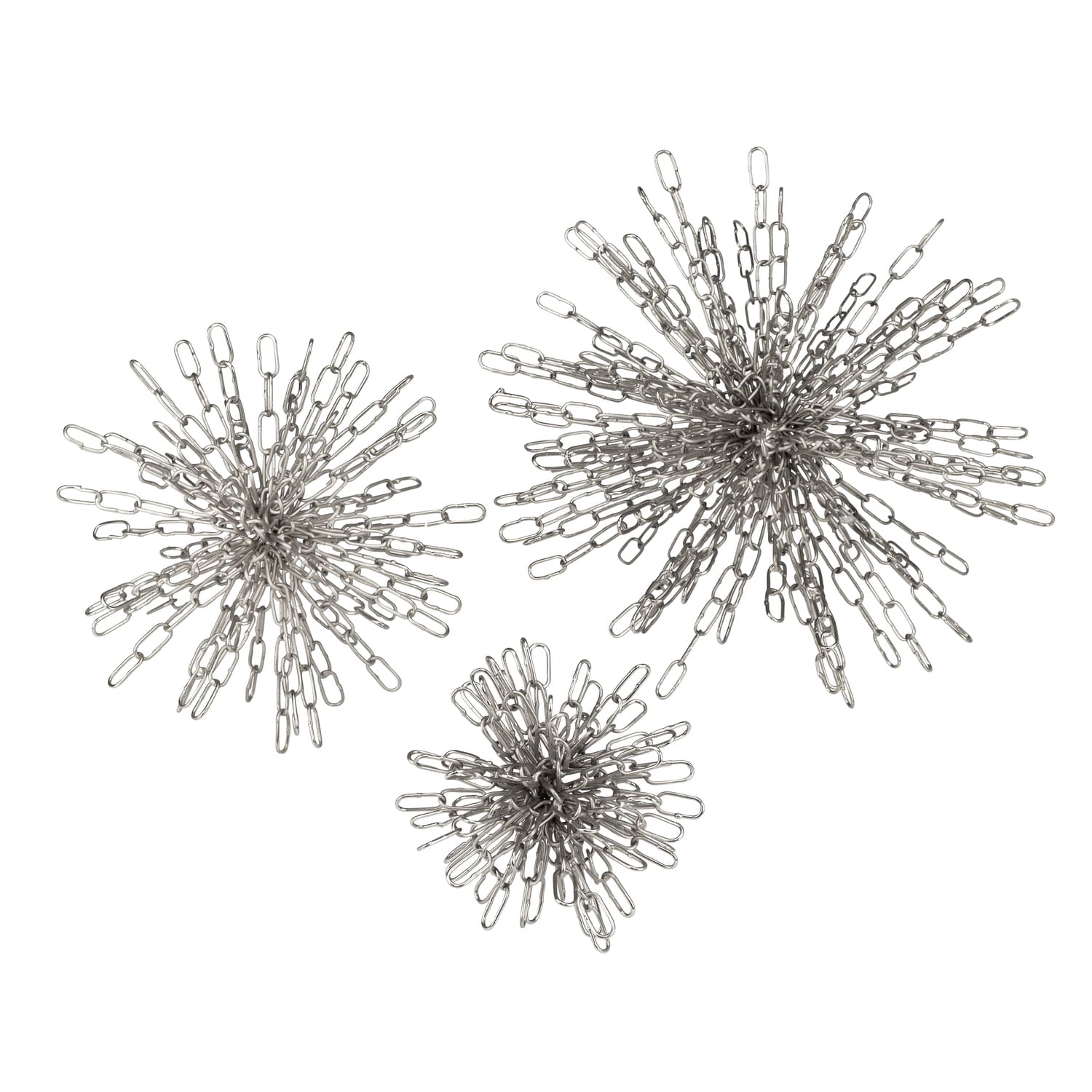 Set de 3 destellos decorativos metálicos plateados - Vilá Decoración - Muebles y decoración en Medellín y Colombia