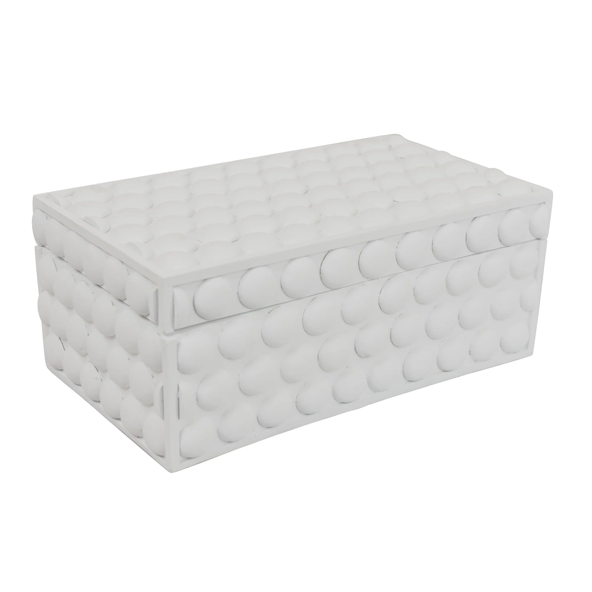 Cofre decorativo grande blanco con relieve burbujas - Vilá Decoración - Muebles y decoración en Medellín y Colombia