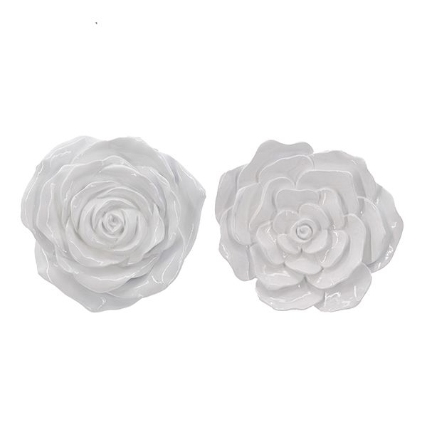 Set de 2 flores decorativas blancas para hogar - Vilá Decoración - Muebles y decoración en Medellín y Colombia