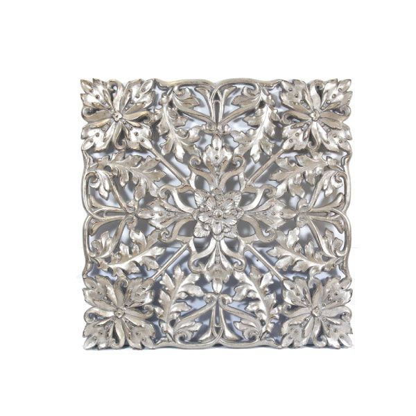 Mándala de pared cuadrada plateada decorativa - Vilá Decoración - Muebles y decoración en Medellín y Colombia