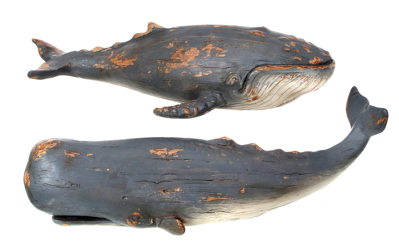Set de ballenas decorativas azul envejecido x2 - Vilá Decoración - Muebles y decoración en Medellín y Colombia