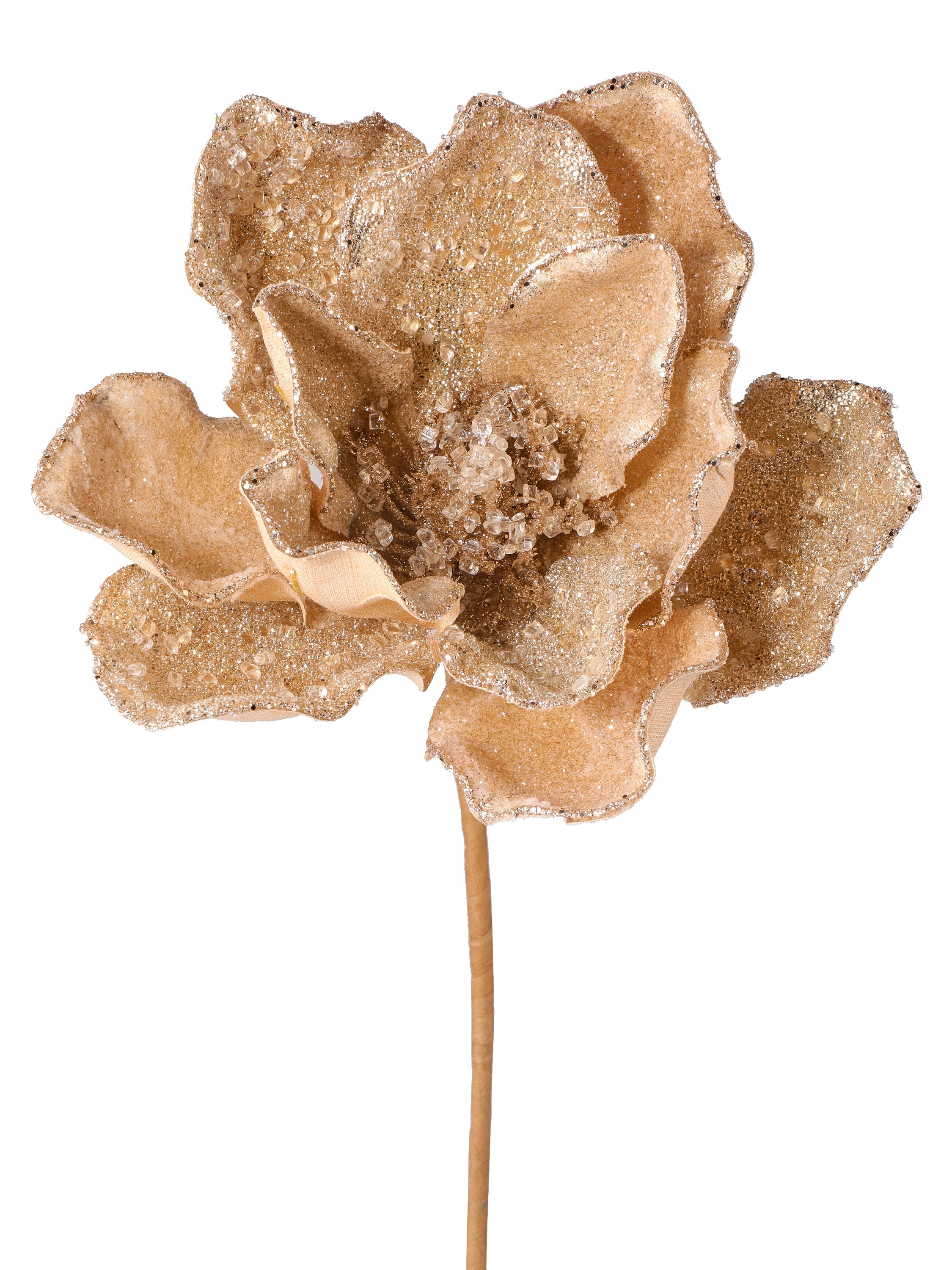 Flor de magnolia navideña dorada decorativa - Vilá Decoración - Muebles y decoración en Medellín y Colombia