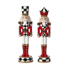 Par de cascanueces decorativos de lujo en rojo, blanco y negro con detalles dorados, estilo clásico