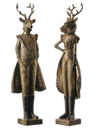 Set de figuras de ciervos decorativos dorados y bronce con detalles en negro para decoración